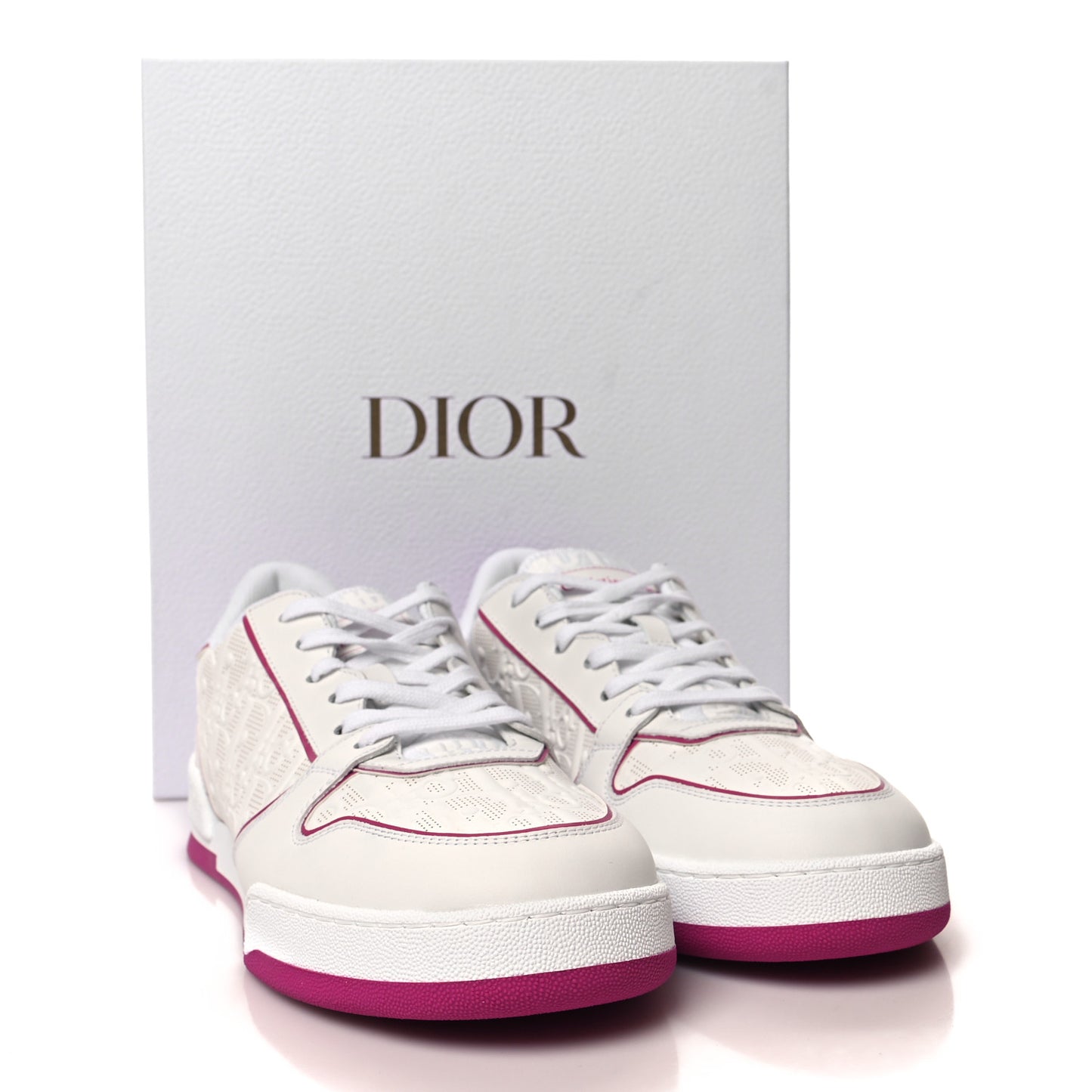 Calfskin Oblique Laser Perforated Dior One Low Sneakers 39 White Fuchsia