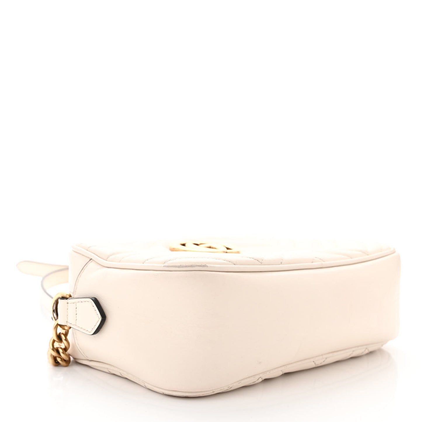 Calfskin Matelasse Small GG Marmont Chain Shoulder Bag White