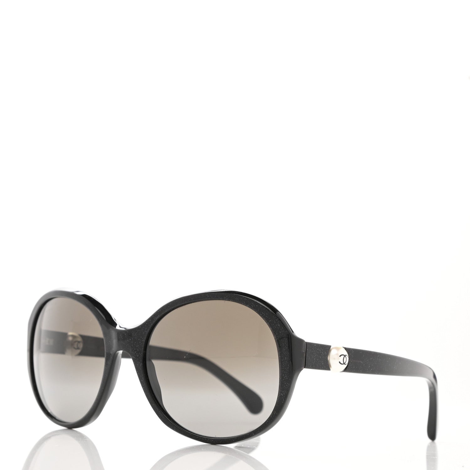 CHANEL サングラス ブラック　クリアー　真珠　レース柄　5211-H Chanel CC Pearl Sunglasses 5211-H Black 1059640 – FASHIONPHILE