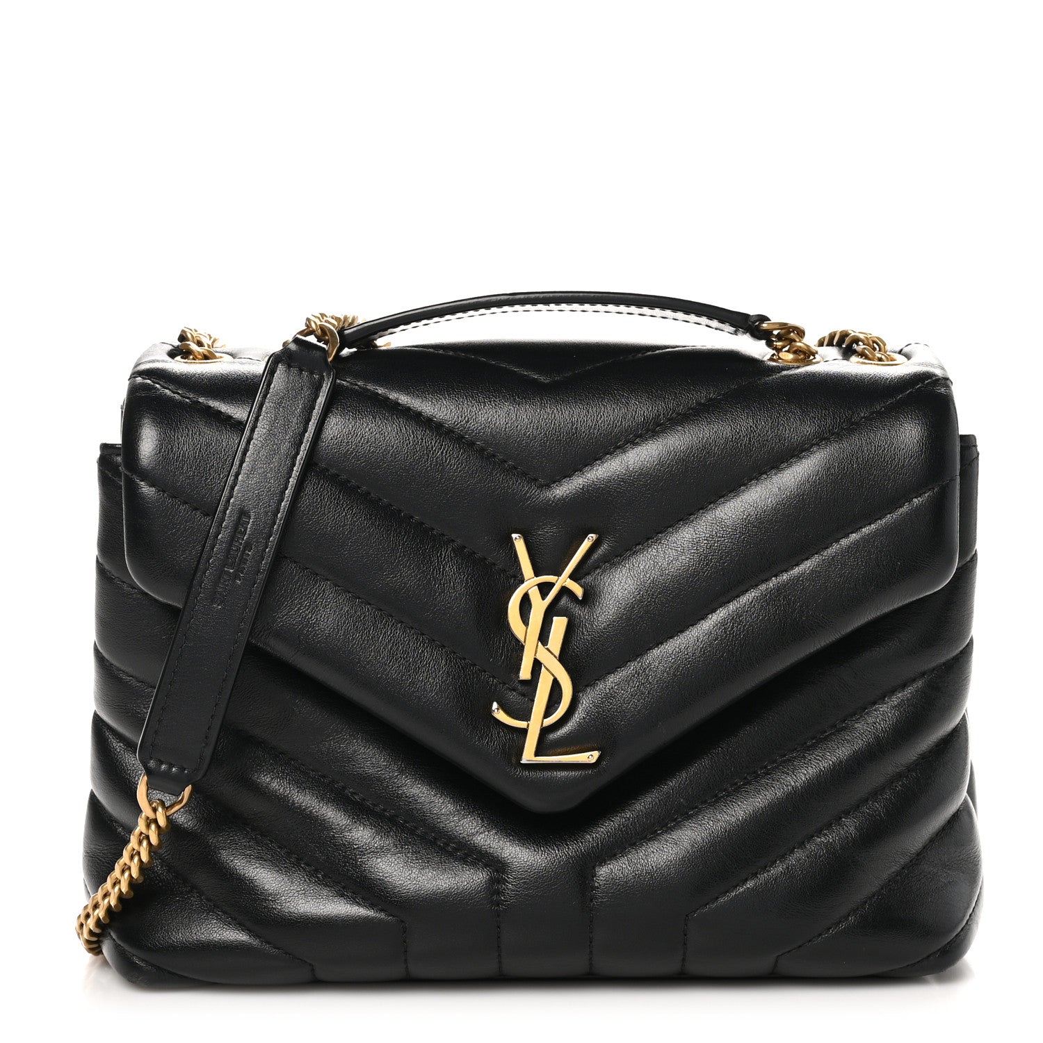 Saint Laurent Calfskin Y Quilted Monogram Small Loulou Chain Satchel Black 1 of 11