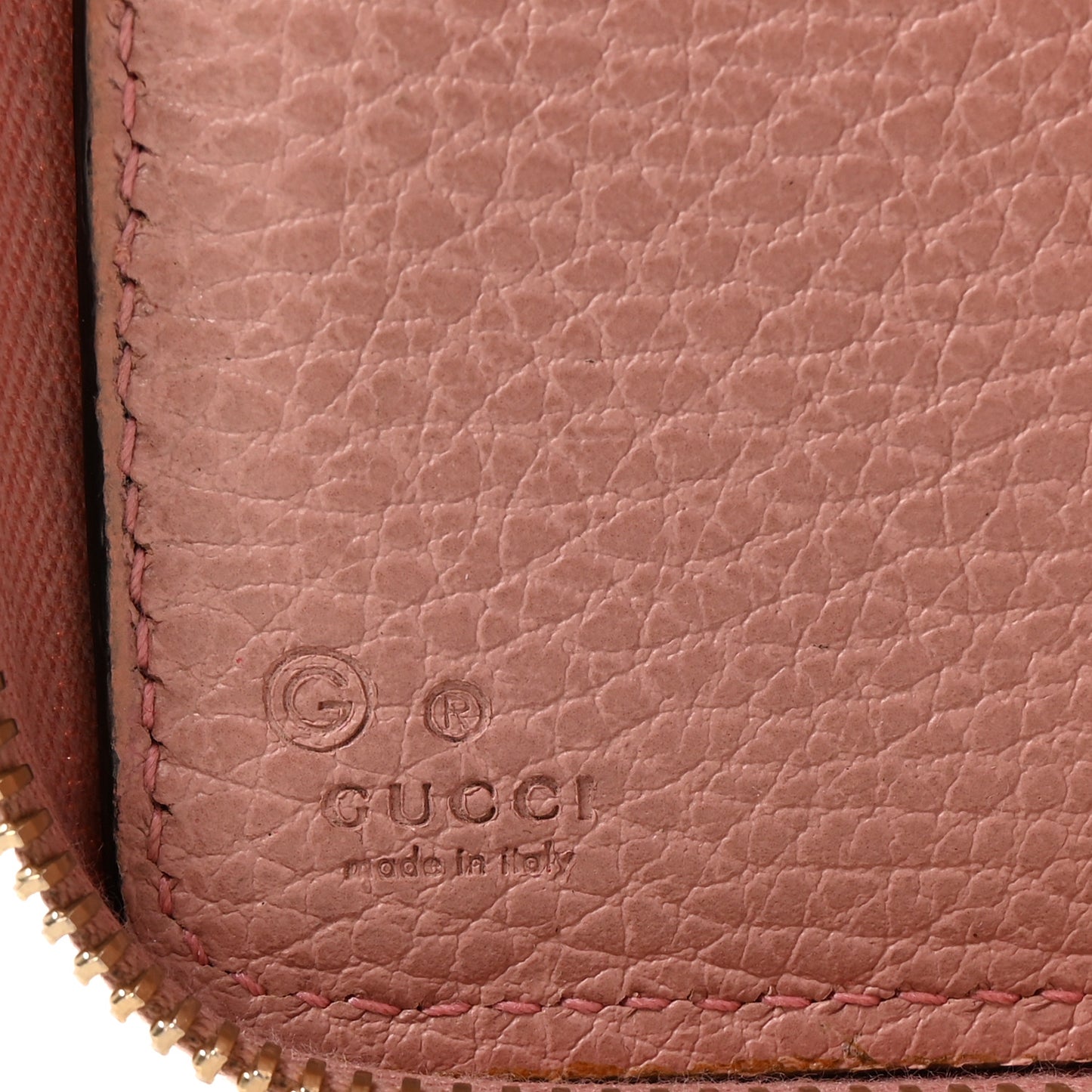 Monogram Dollar Calfskin Zip Around Compact Wallet Beige Ebony Soft Pink