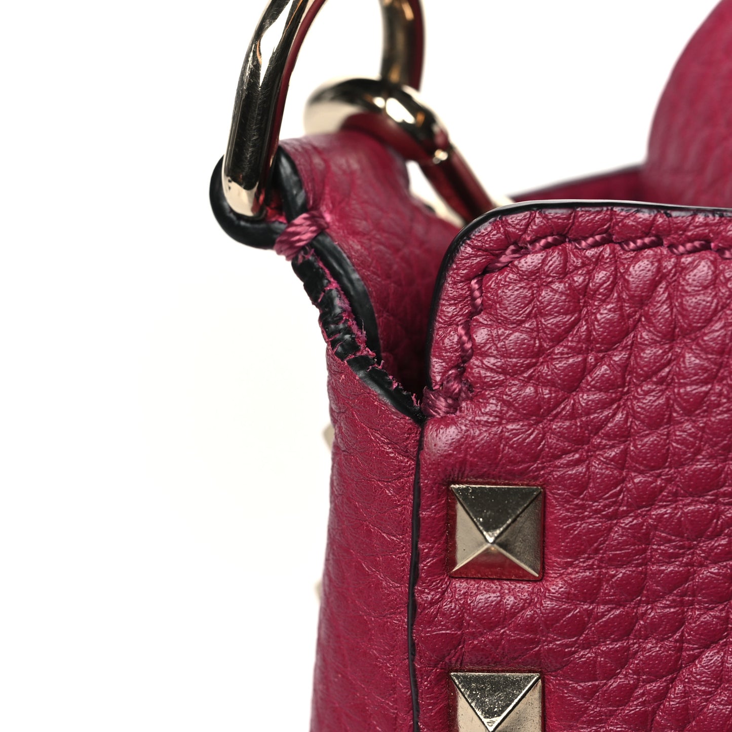 Pebbled Calfskin Mini Rockstud Flip-Lock Messenger Bag Raspberry