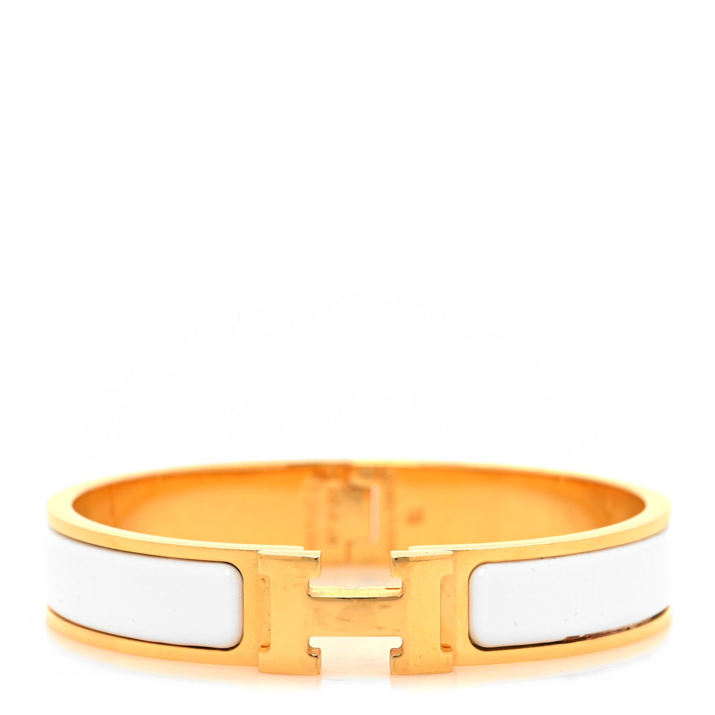 Enamel Narrow Clic Clac H Bracelet GM White