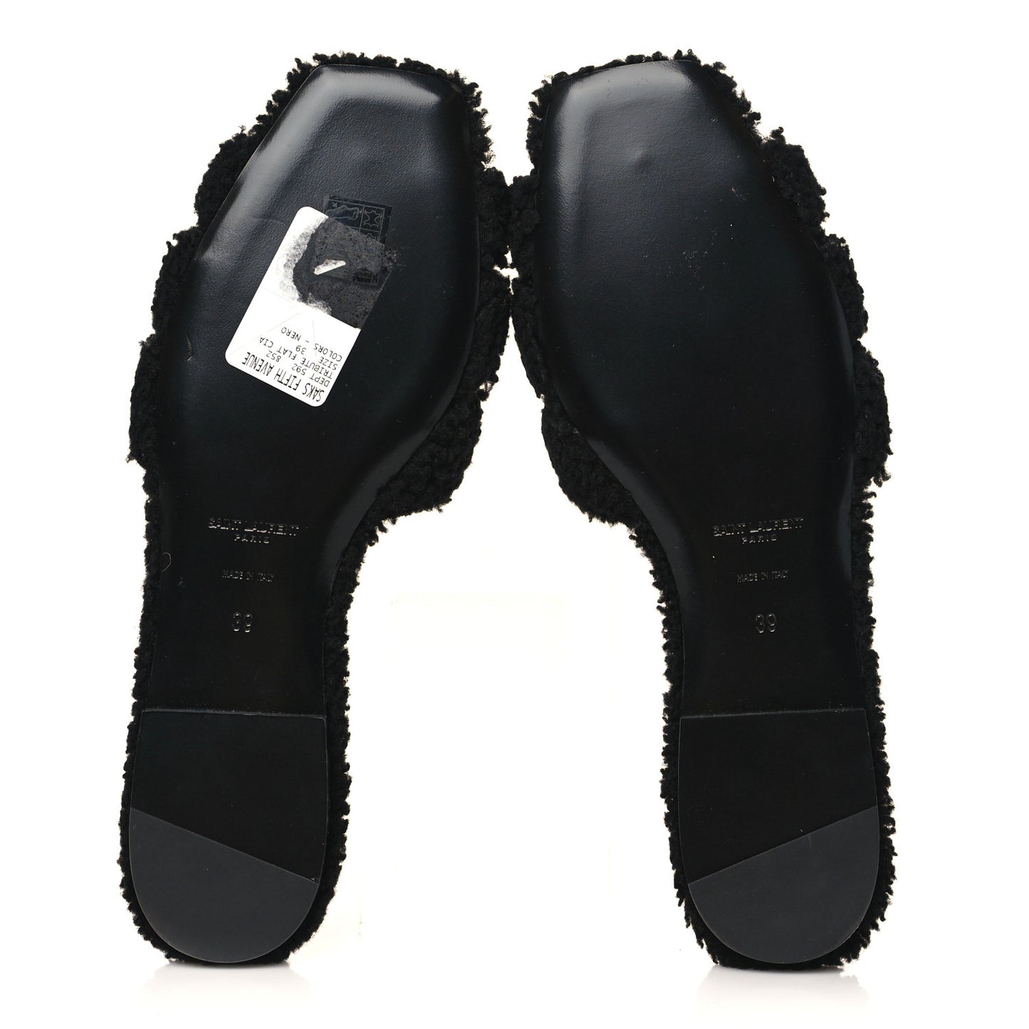 Shearling Tribute Flat Mules 39 black