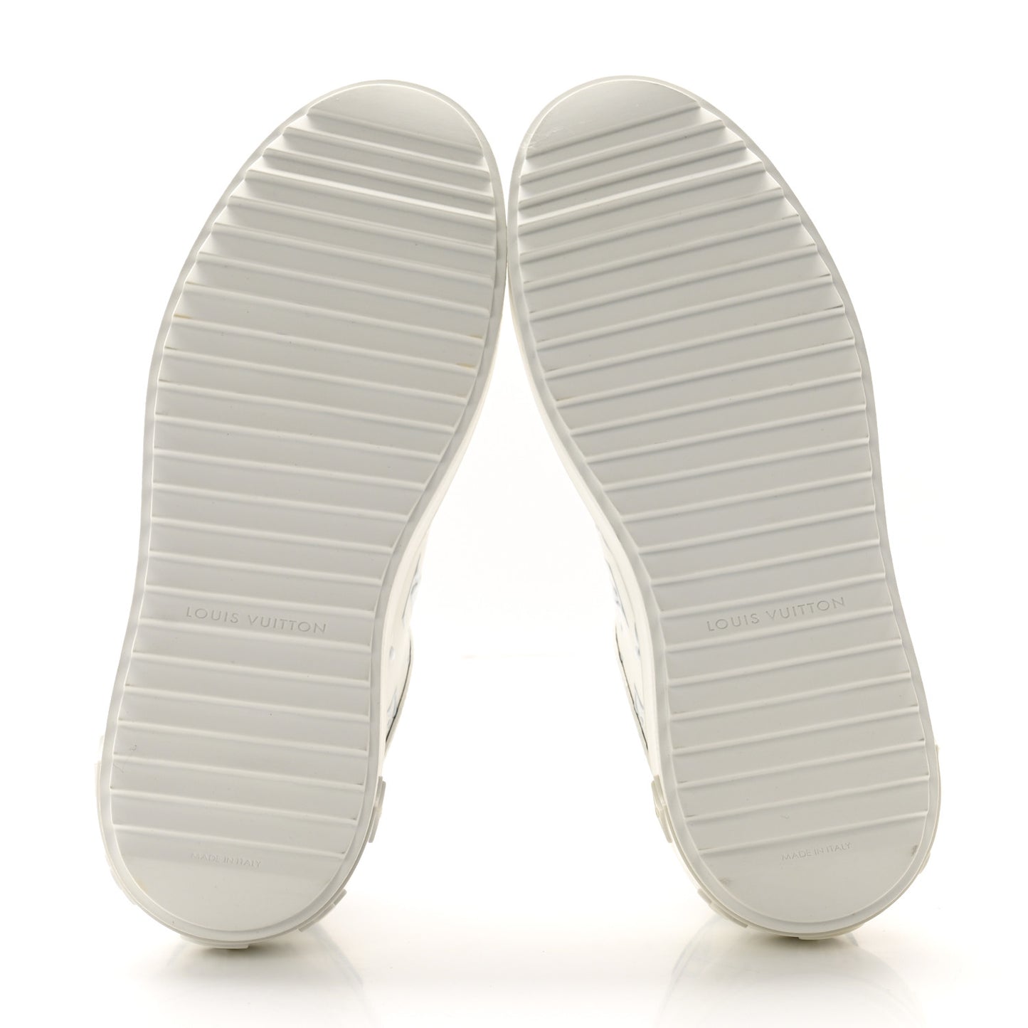 Calfskin Monogram Debossed Time Out Sneakers 35.5 White Silver