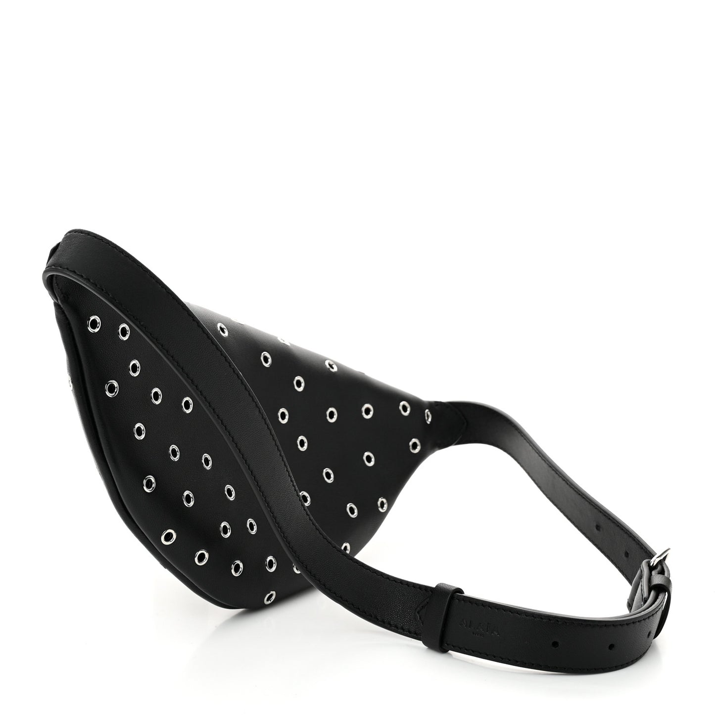 Lambskin Grommet Belt Bag Black