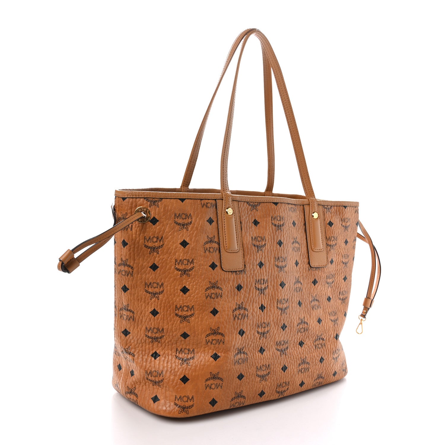 MCM Visetos Medium Liz Reversible Shopper Tote Cognac 3 of 15