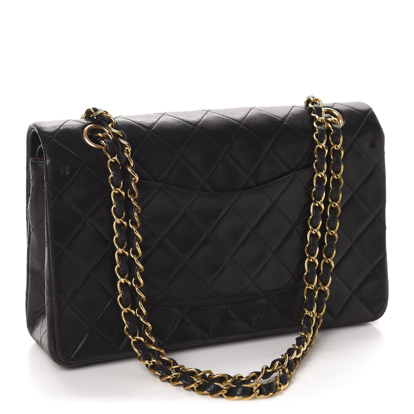 Lambskin Quilted Medium Double Flap Black