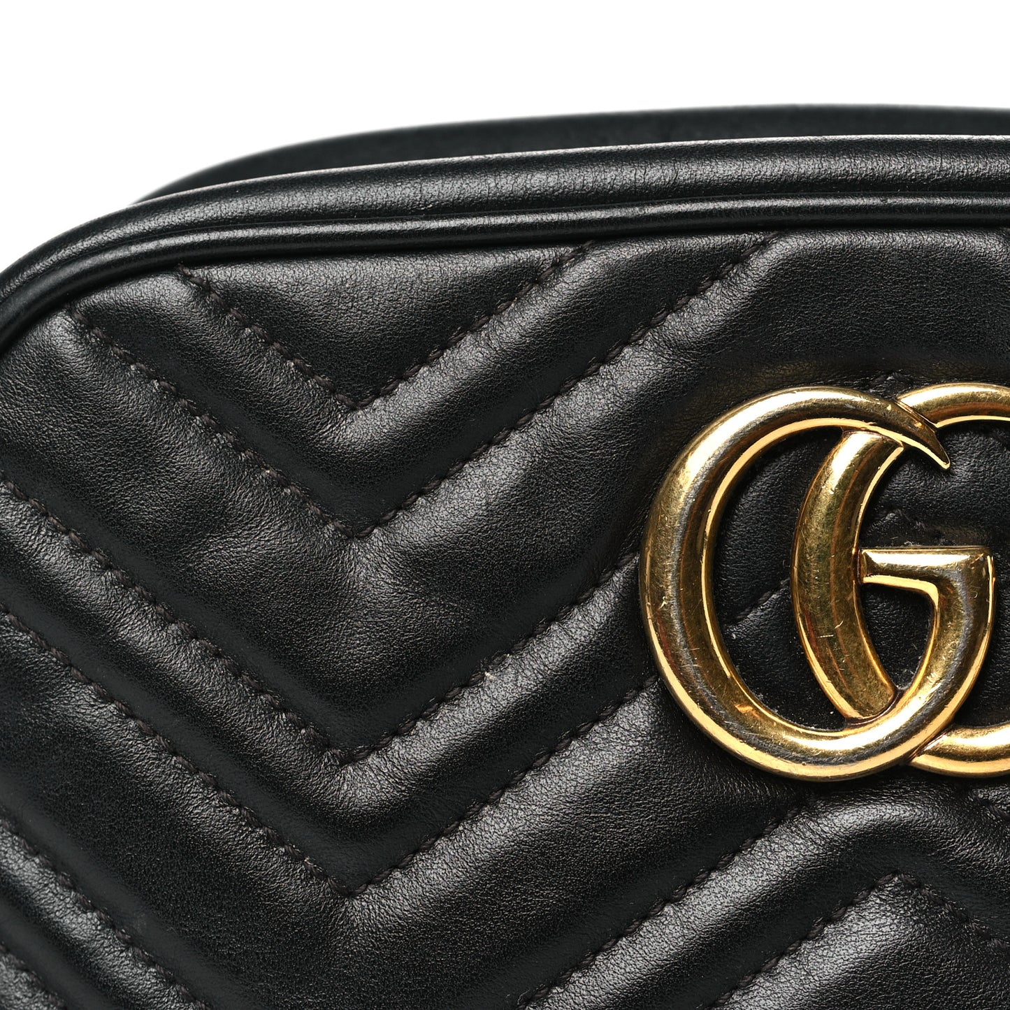 Calfskin Matelasse Small GG Marmont Chain Shoulder Bag Black