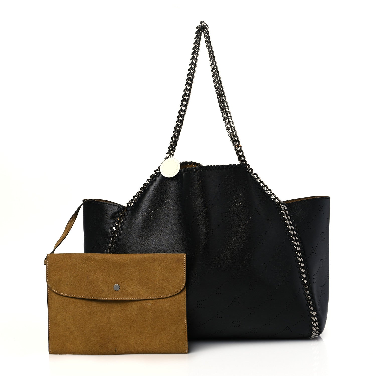 Stella McCartney Eco Alter Nappa Perforated Logo Falabella Reversible Tote Black 1 of 10