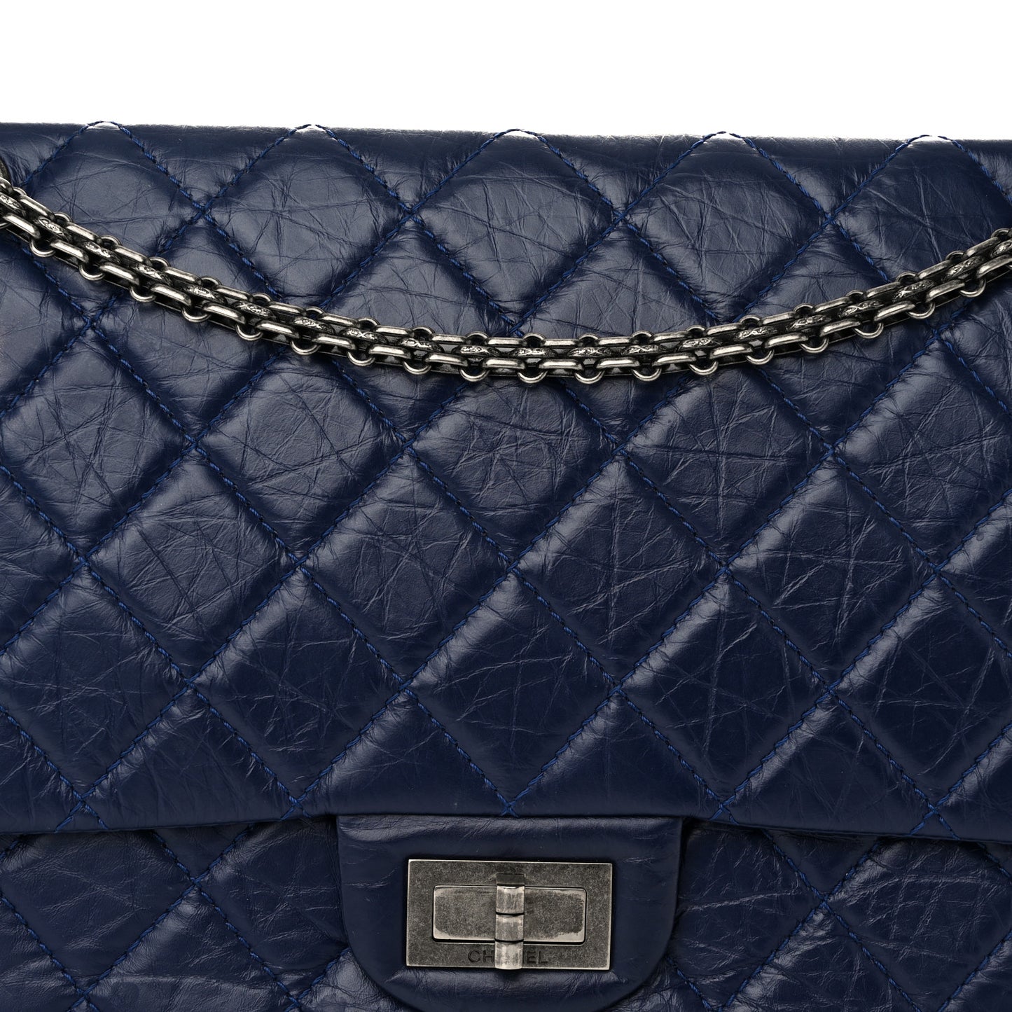 Aged Calfskin Quilted 2.55 Reissue 227 Flap Dark Blue