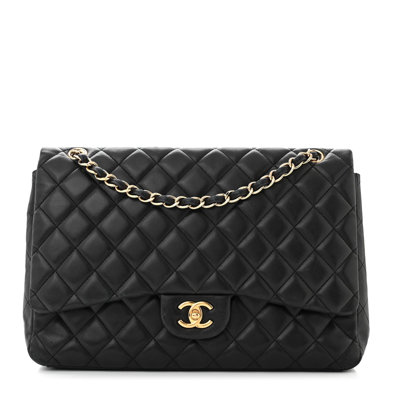 Chanel Lambskin Quilted Maxi Single Flap Black 1 of 12