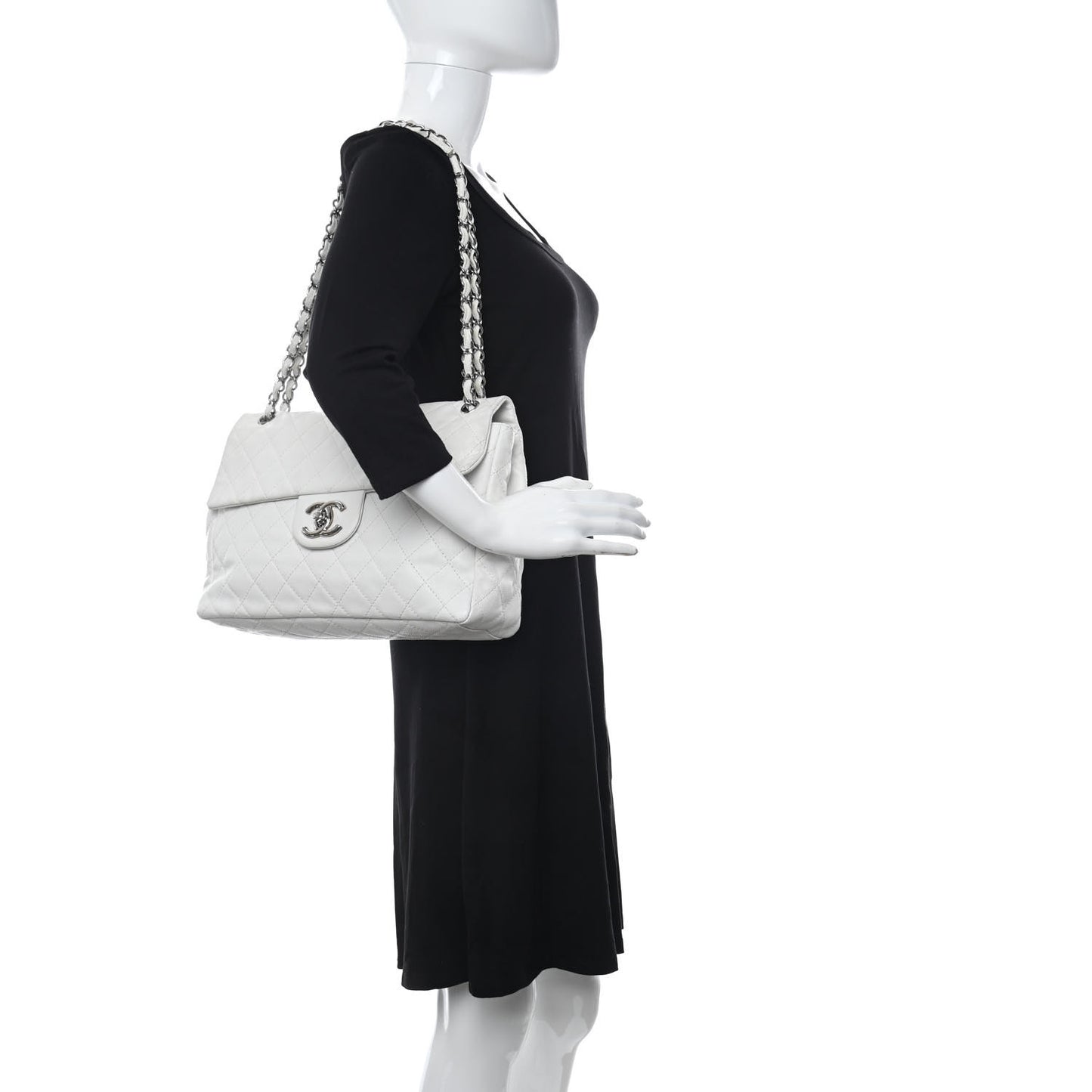Caviar Quilted Maxi Single Flap White