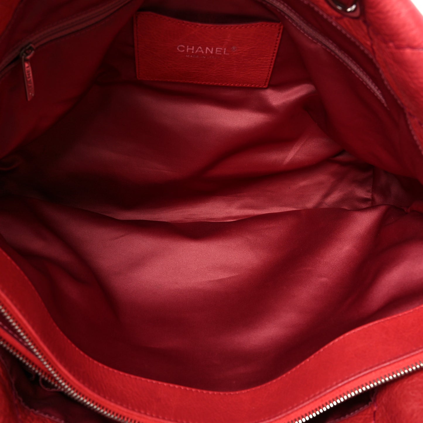 Glazed Calfskin Large On The Road Tote Red