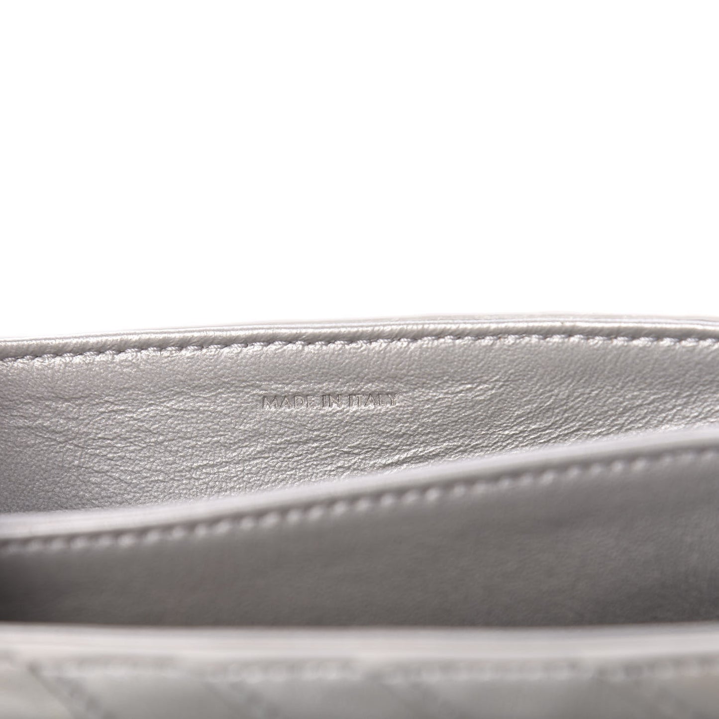 Metallic Calfskin Small Patchwork C Bag Silver