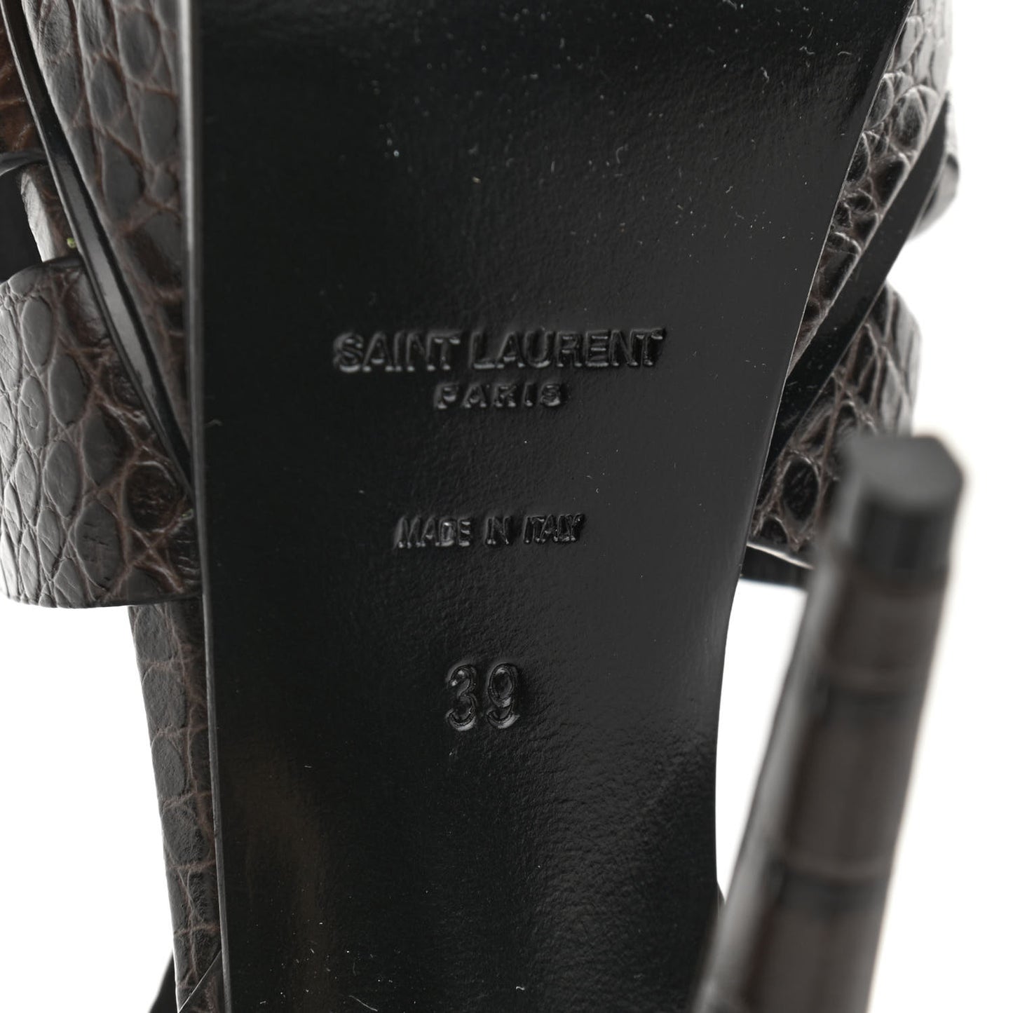 Calfskin Embossed Crocodile Tribute 105 Platform Sandals 39 Ultra Grey