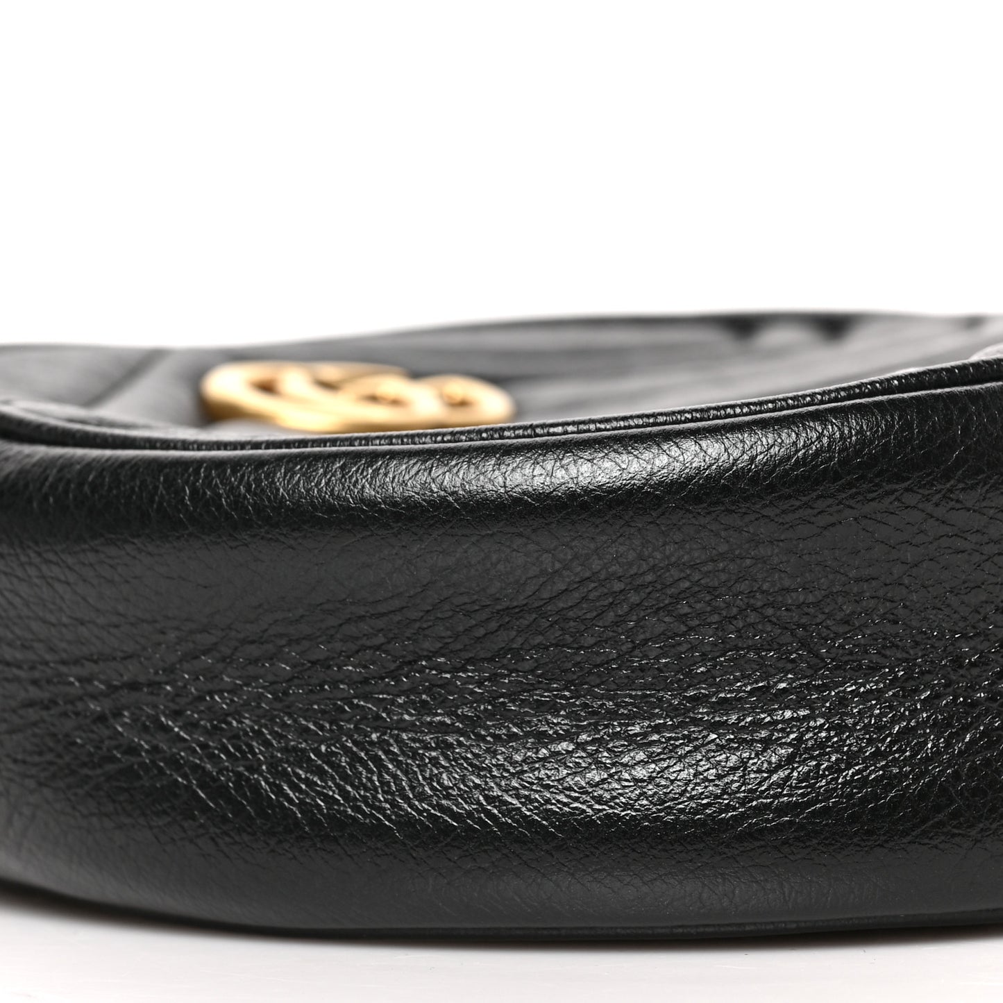 Azalea Calfskin Matelasse Heart Mini GG Marmont Round Shoulder Bag Black