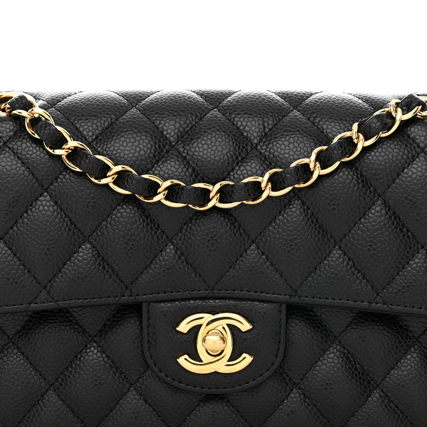 Caviar Quilted Small Double Flap Black