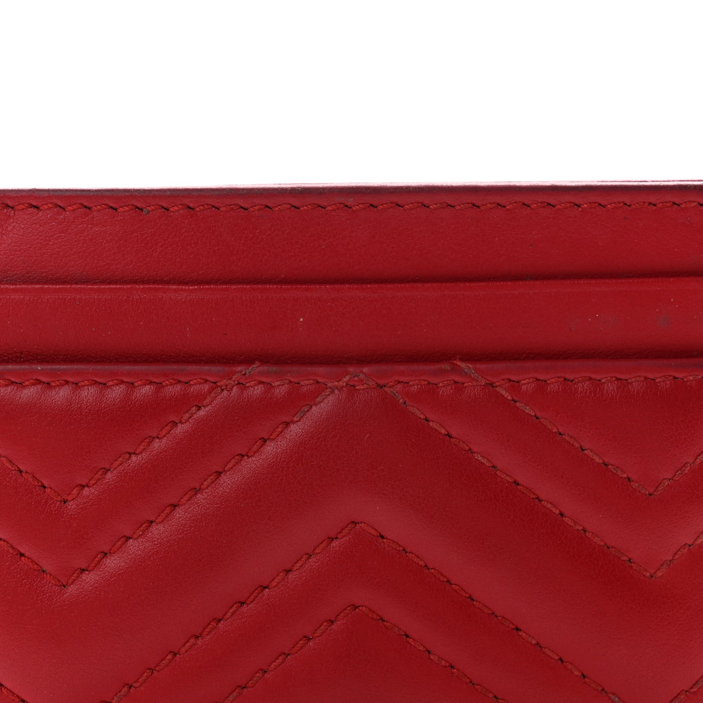 Calfskin Matelasse GG Marmont Card Holder Hibiscus Red