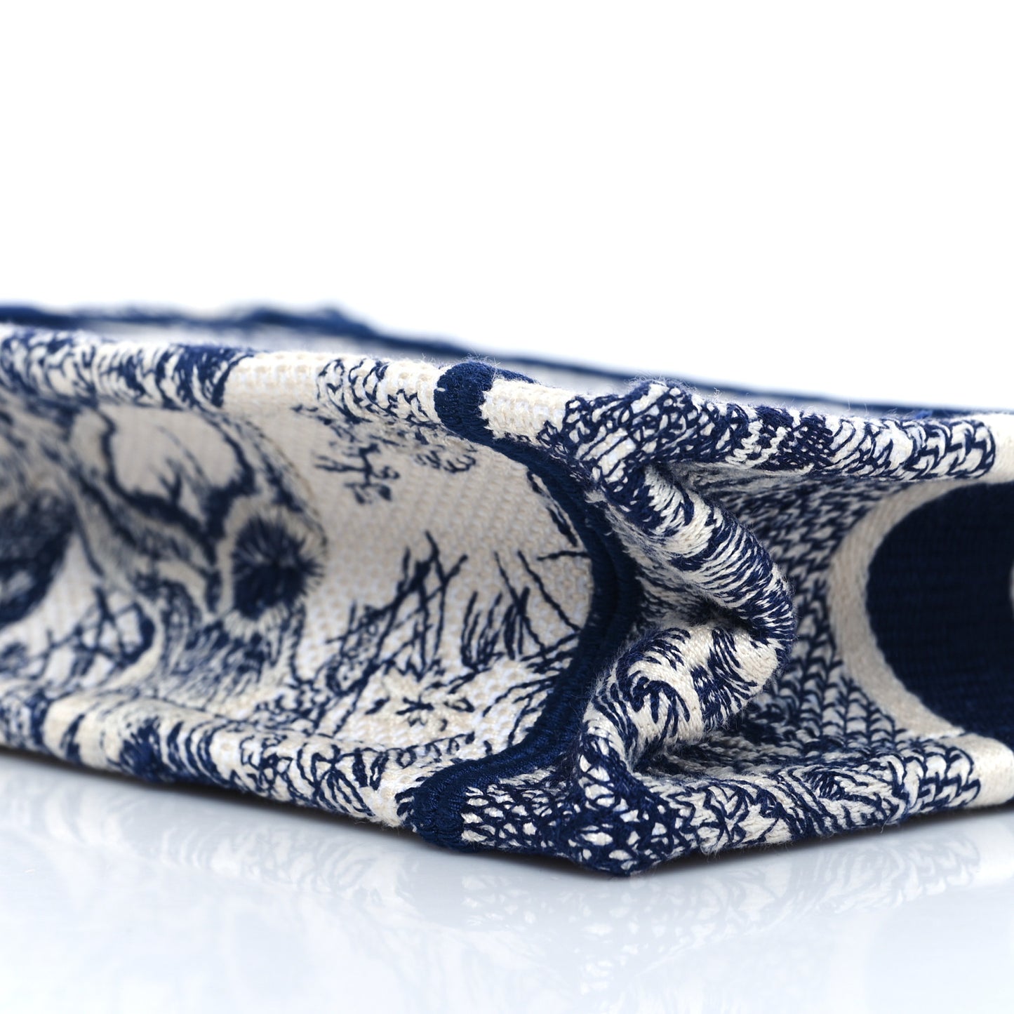Canvas Embroidered Mini Toile De Jouy Book Tote Blue