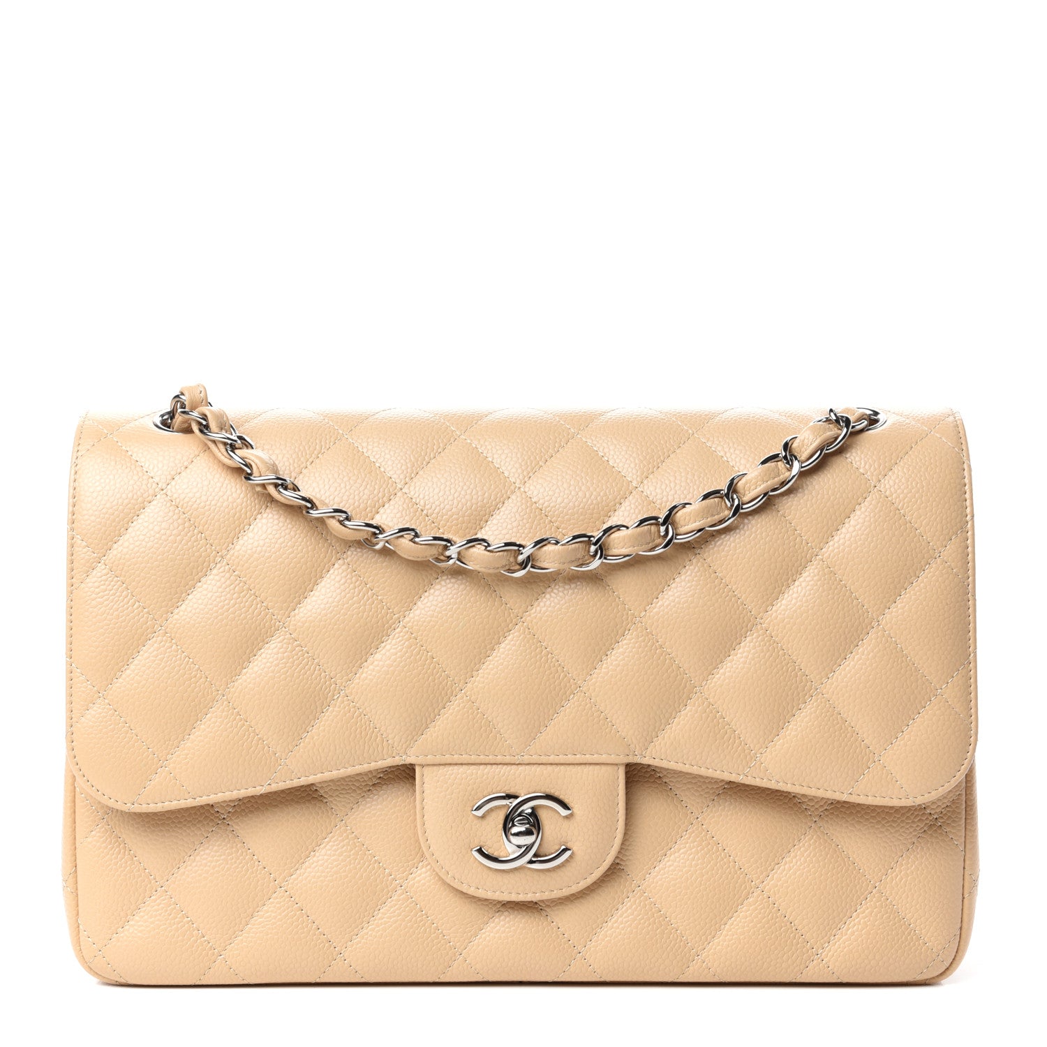 Chanel Caviar Quilted Jumbo Double Flap Beige 1 of 10