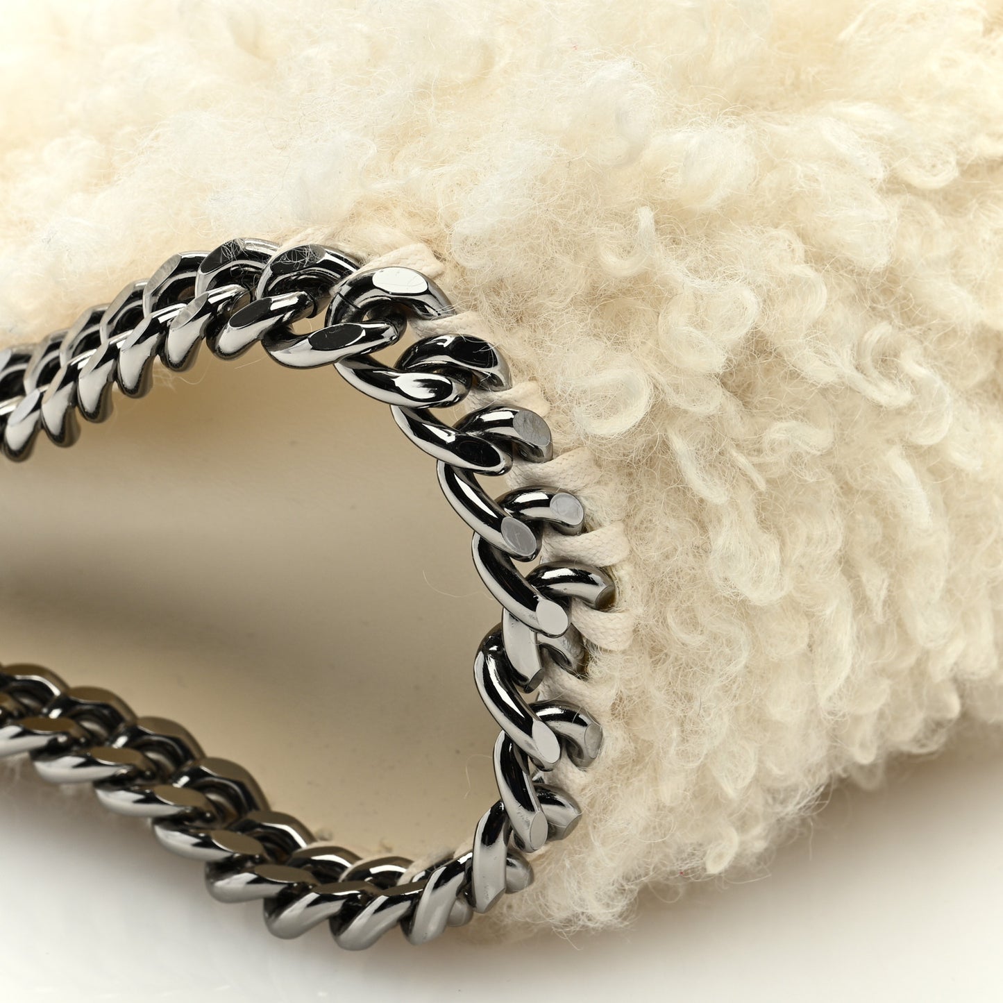 Wool Fur Small Falabella Tote White