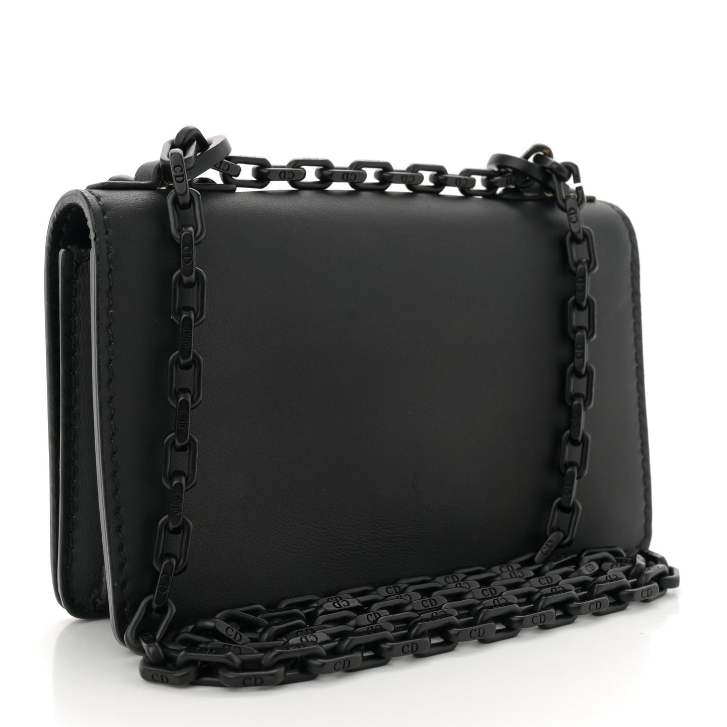 Ultra Matte Calfskin Mini J'Adior Chain Flap Bag Black