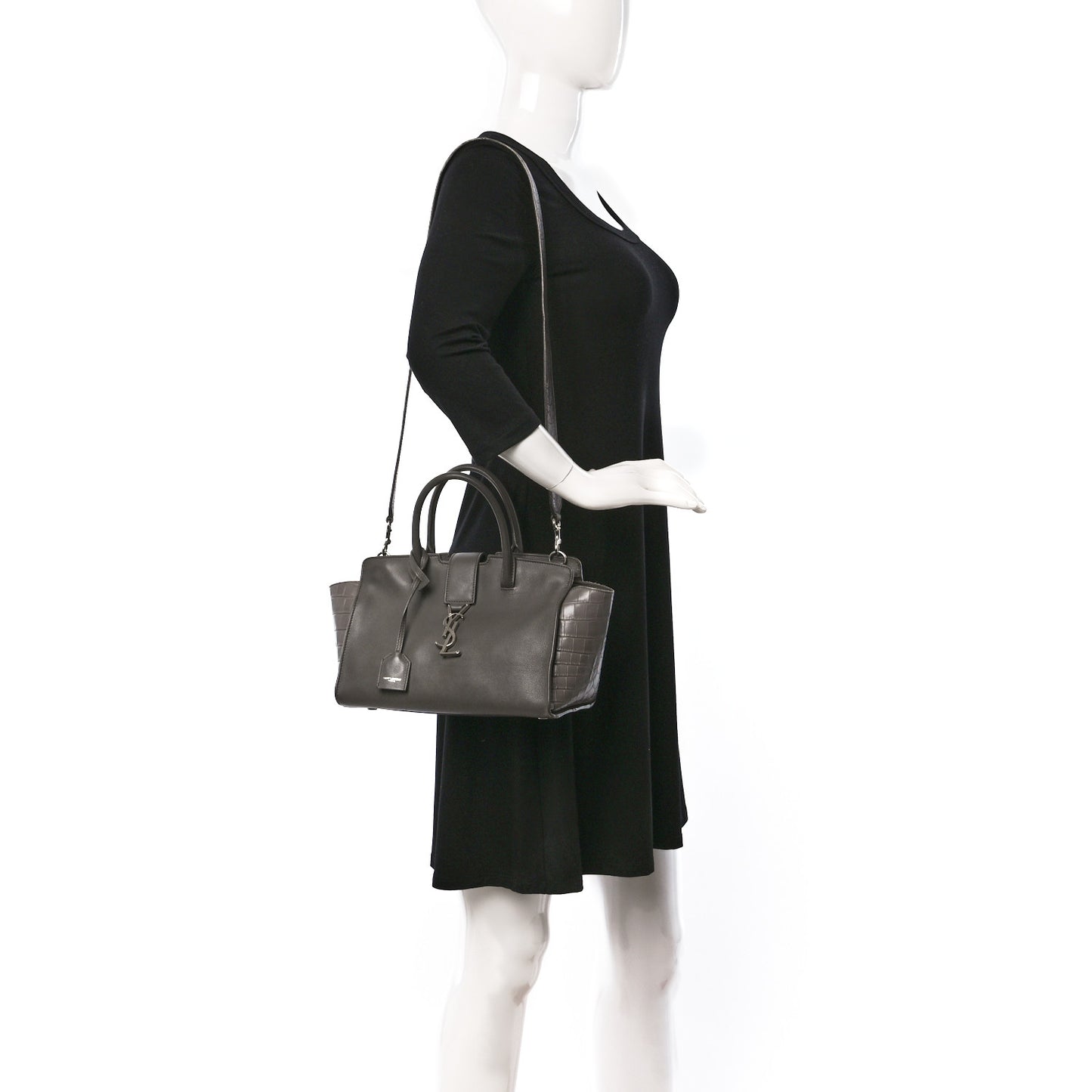 Smooth Calfskin Crocodile Embossed Baby Monogram Downtown Cabas Earth