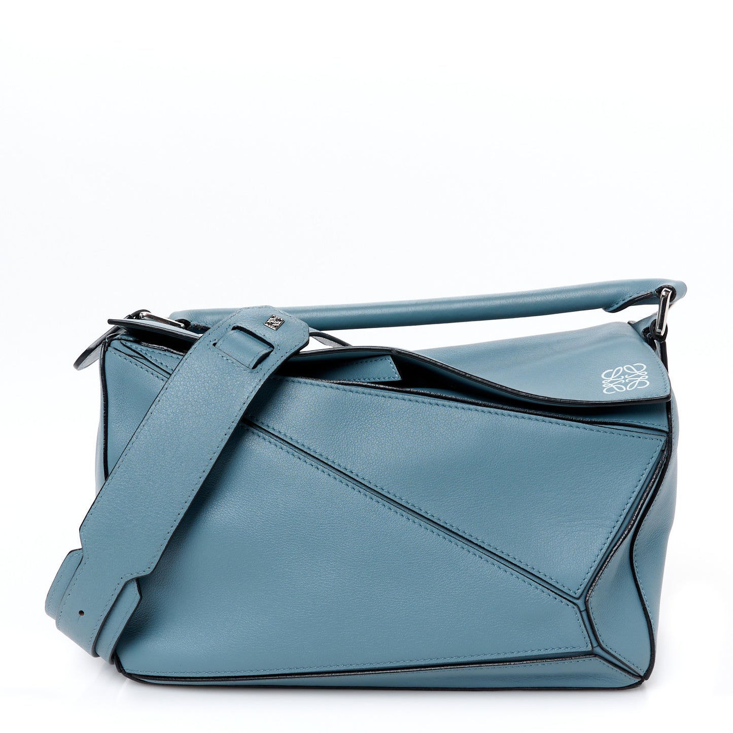 Calfskin Medium Puzzle Bag Stone Blue