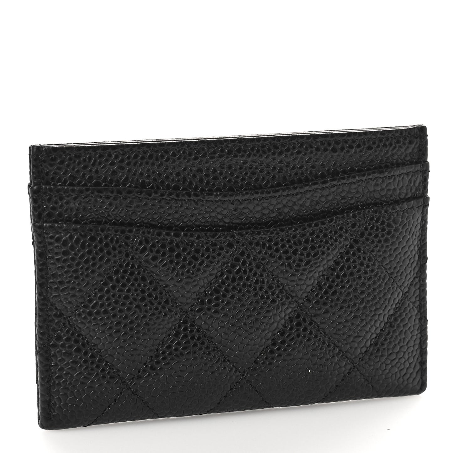 Caviar Quilted Card Holder Black