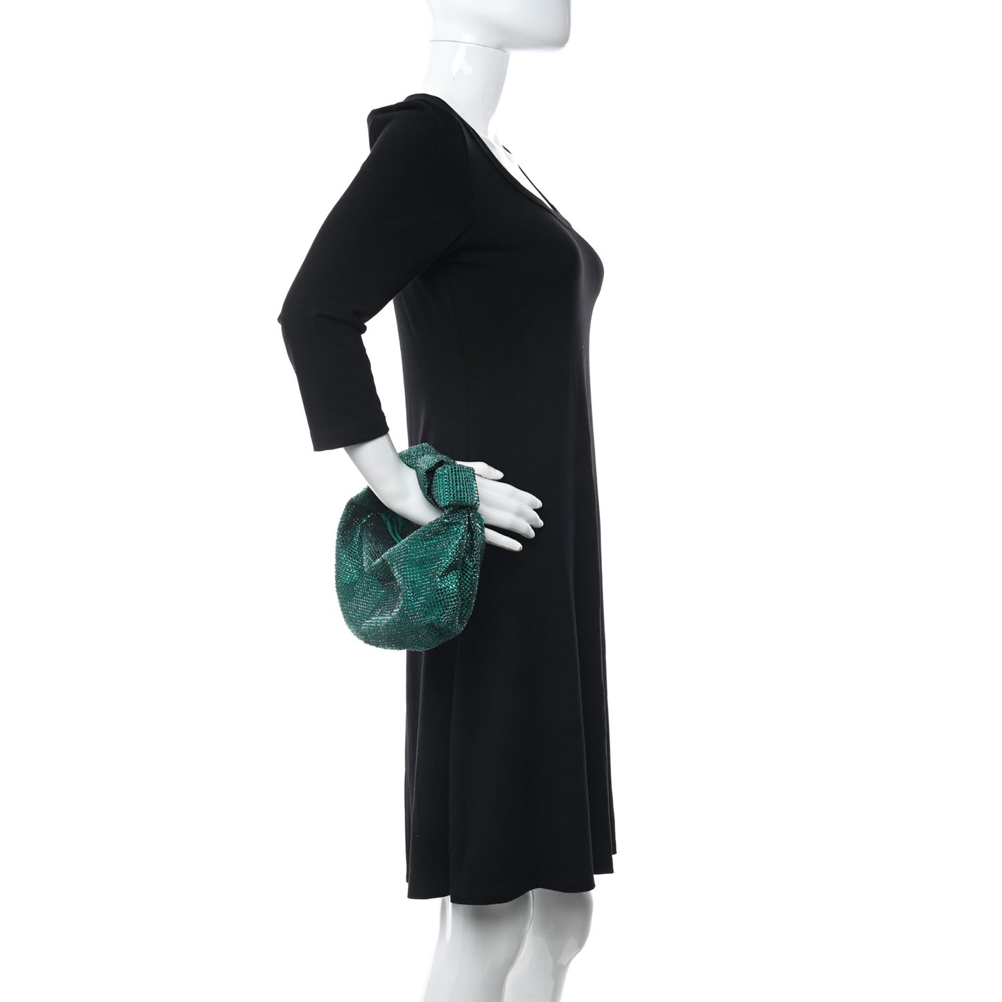 Crystal Embellished Satin Mini Hotfix Jodie Emerald