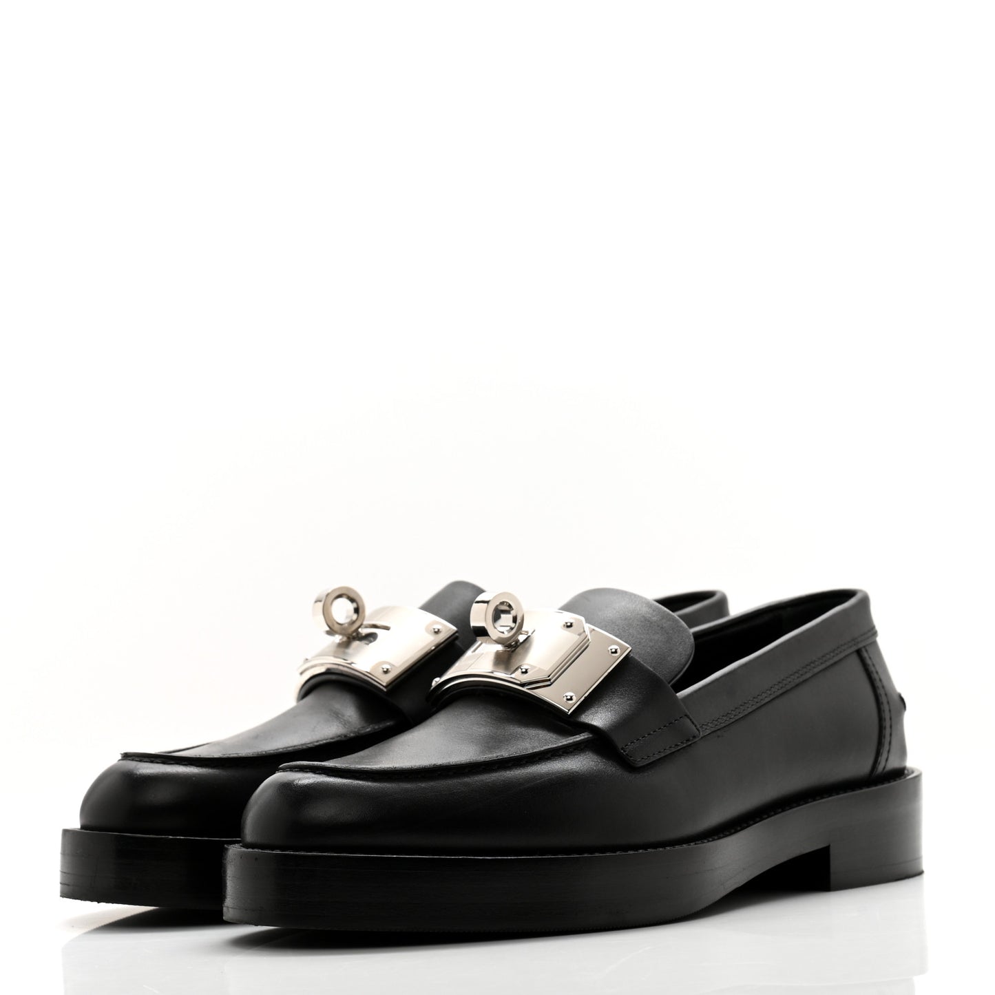 Calfskin Womens Hot Loafer 35 Black