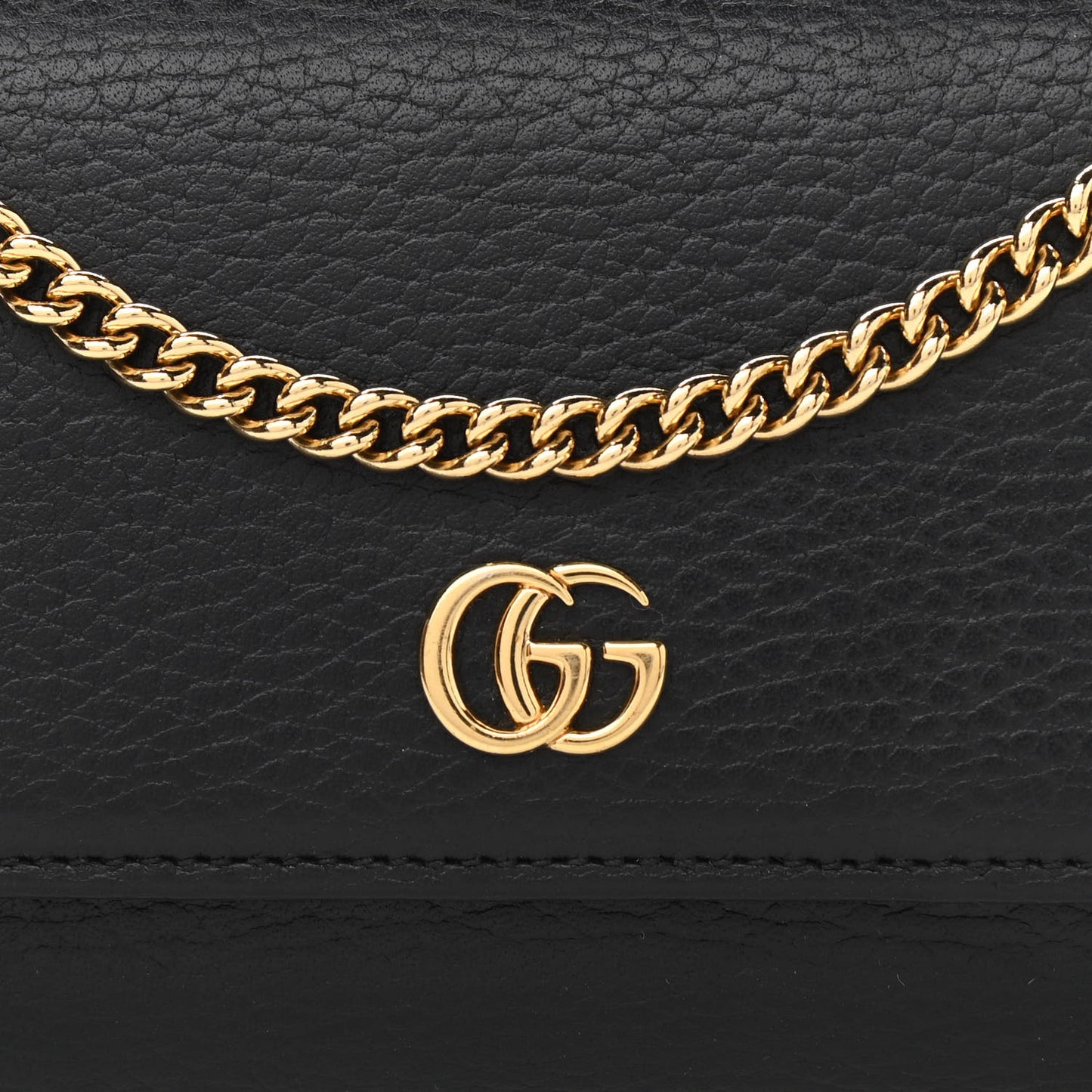 Calfskin Petite GG Marmont Wallet Chain Bag Black