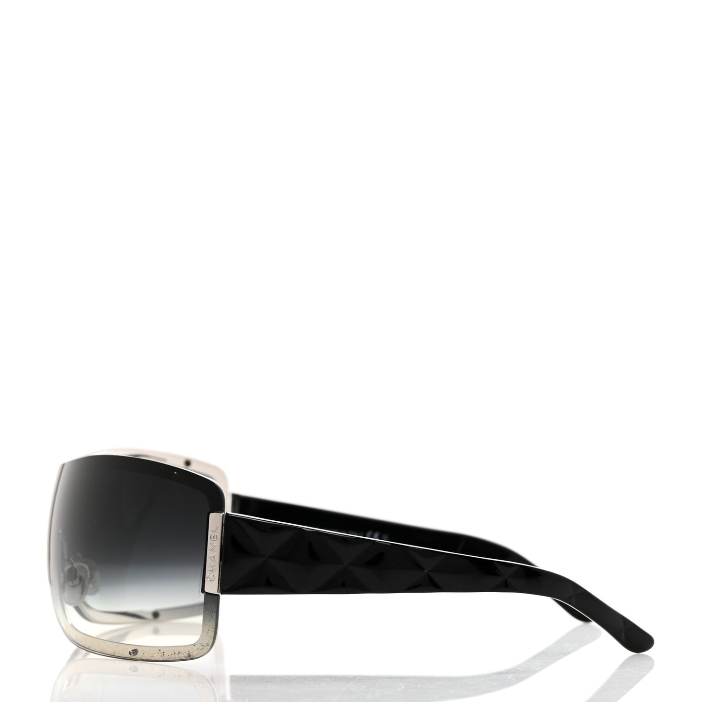 Acetate Quilted Shield Sunglasses 4126 Black Gray