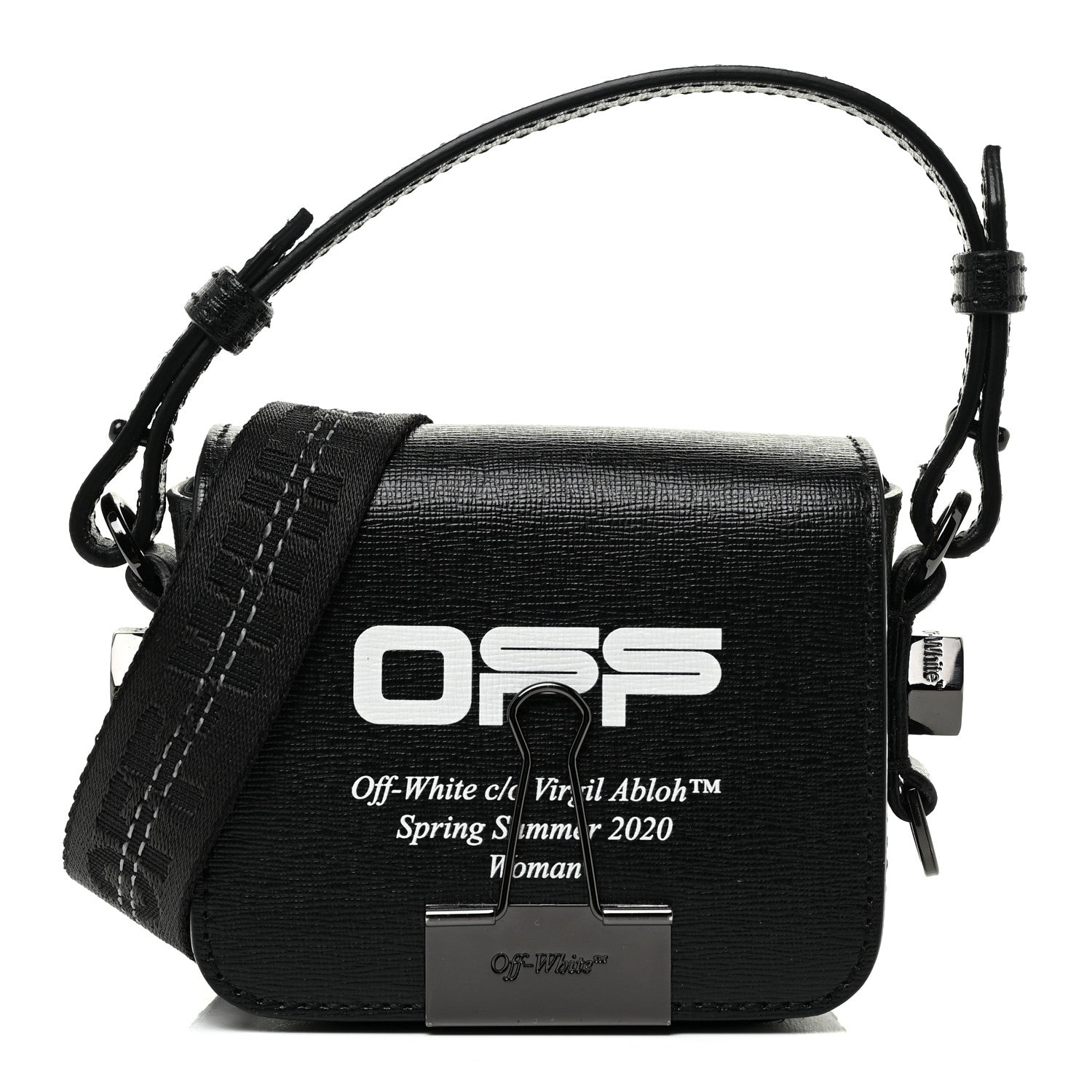 Off-White Saffiano Logo Baby Flap Bag Black White 1 of 14