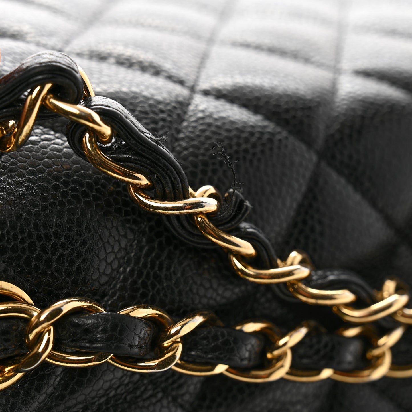 Caviar Quilted Jumbo Double Flap Black