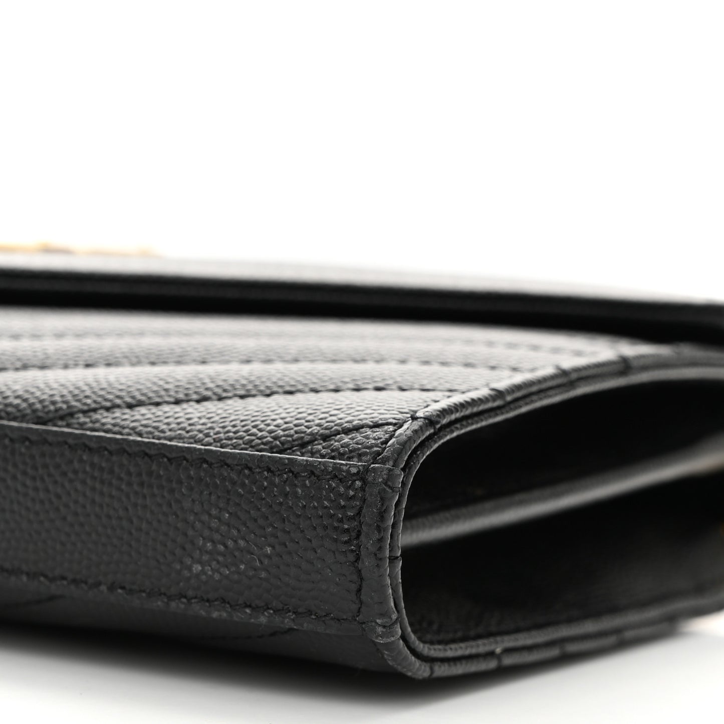Grain De Poudre Matelasse Chevron Monogram Chain Wallet Black