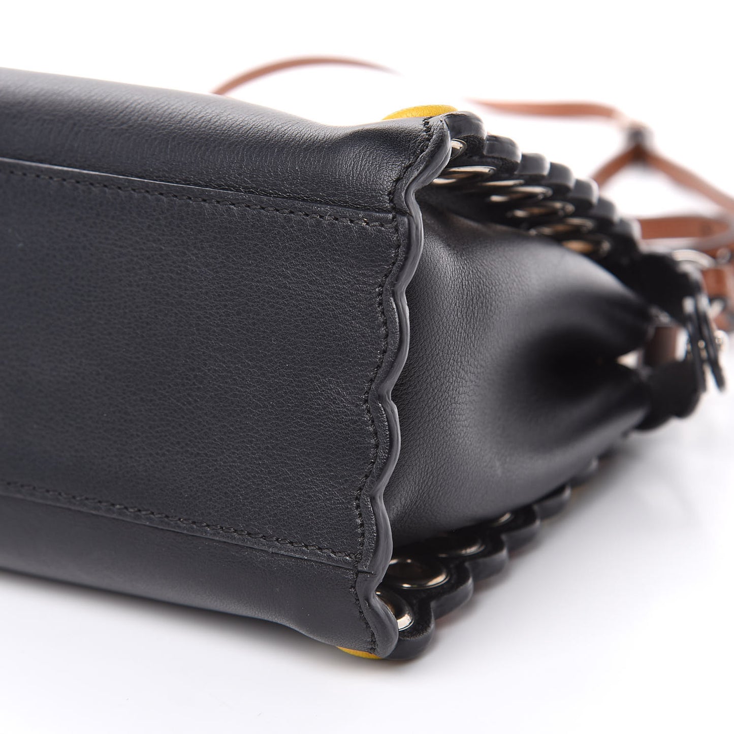 Nappa Scalloped Grommet Mini Peekaboo Iconic Satchel Black Multicolor