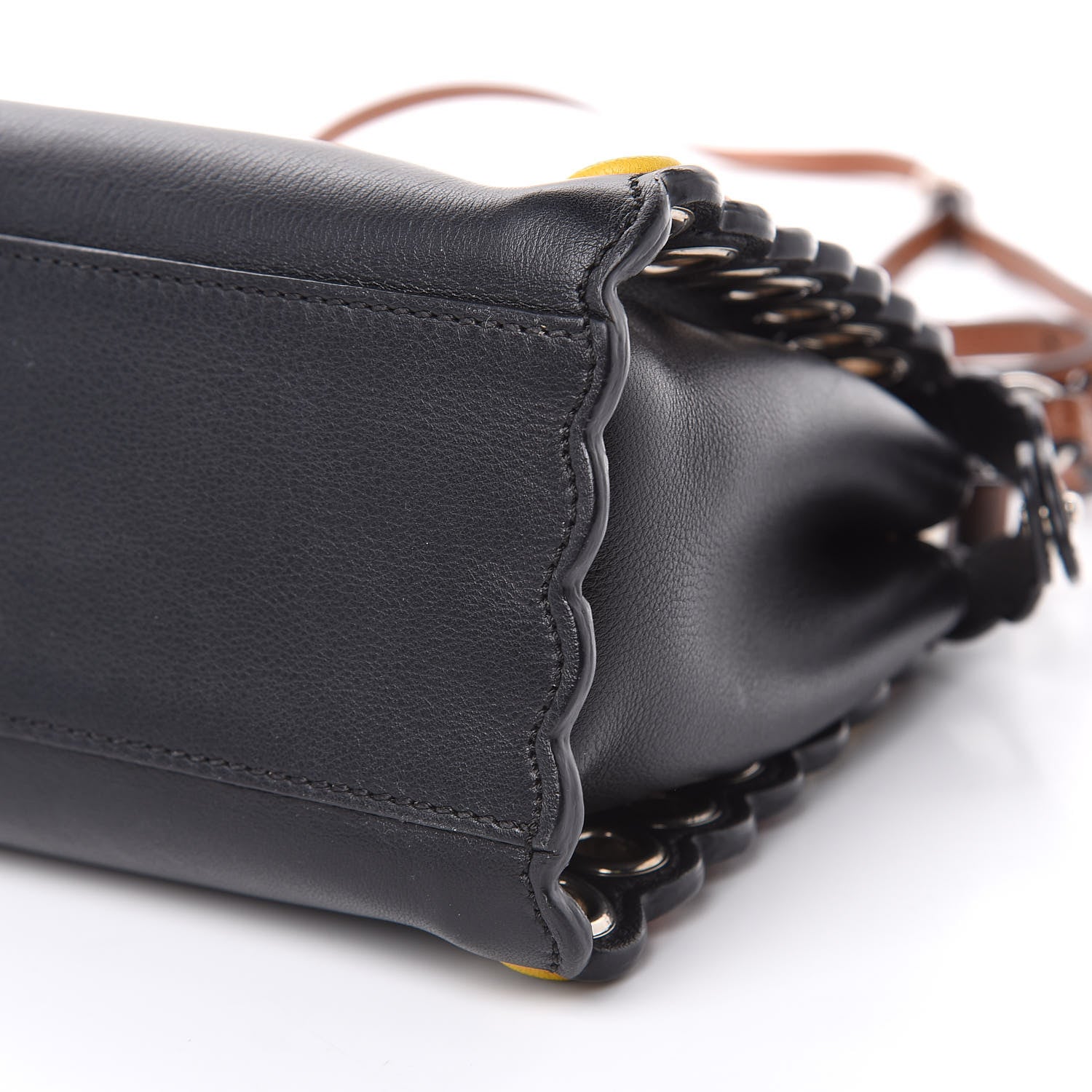 Fendi Nappa Scalloped Grommet Mini Peekaboo Iconic Satchel Black Multicolor 14 of 14