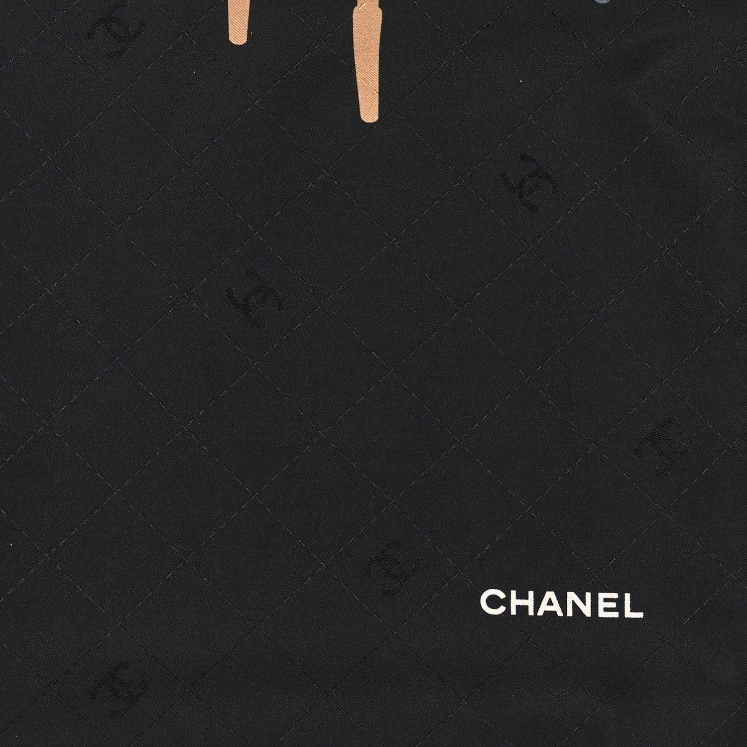 Chanel Silk Apartment Square Scarf Black Multicolor 2 of 3