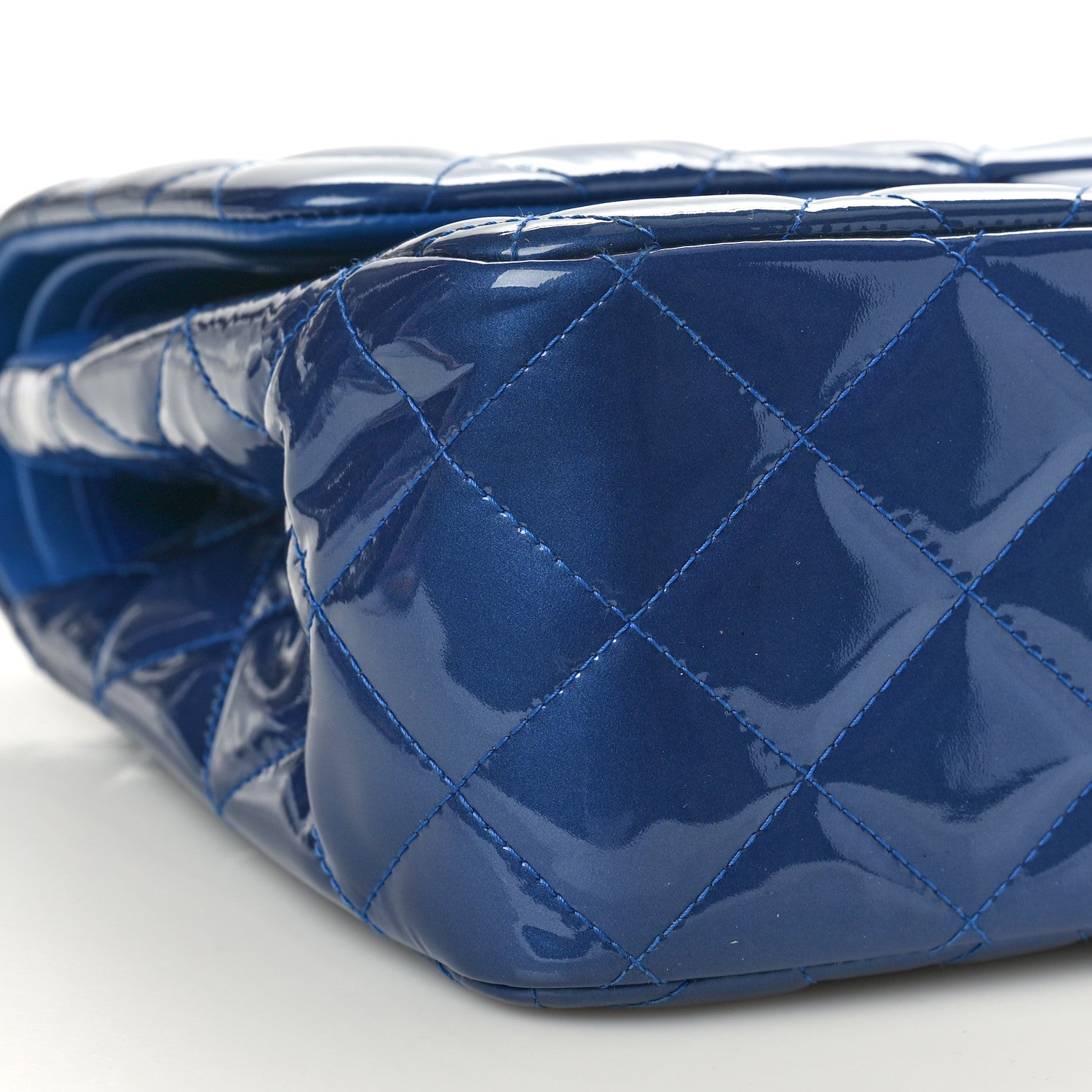 Chanel Patent Calfskin Quilted Jumbo Double Flap Blue 9 of 11