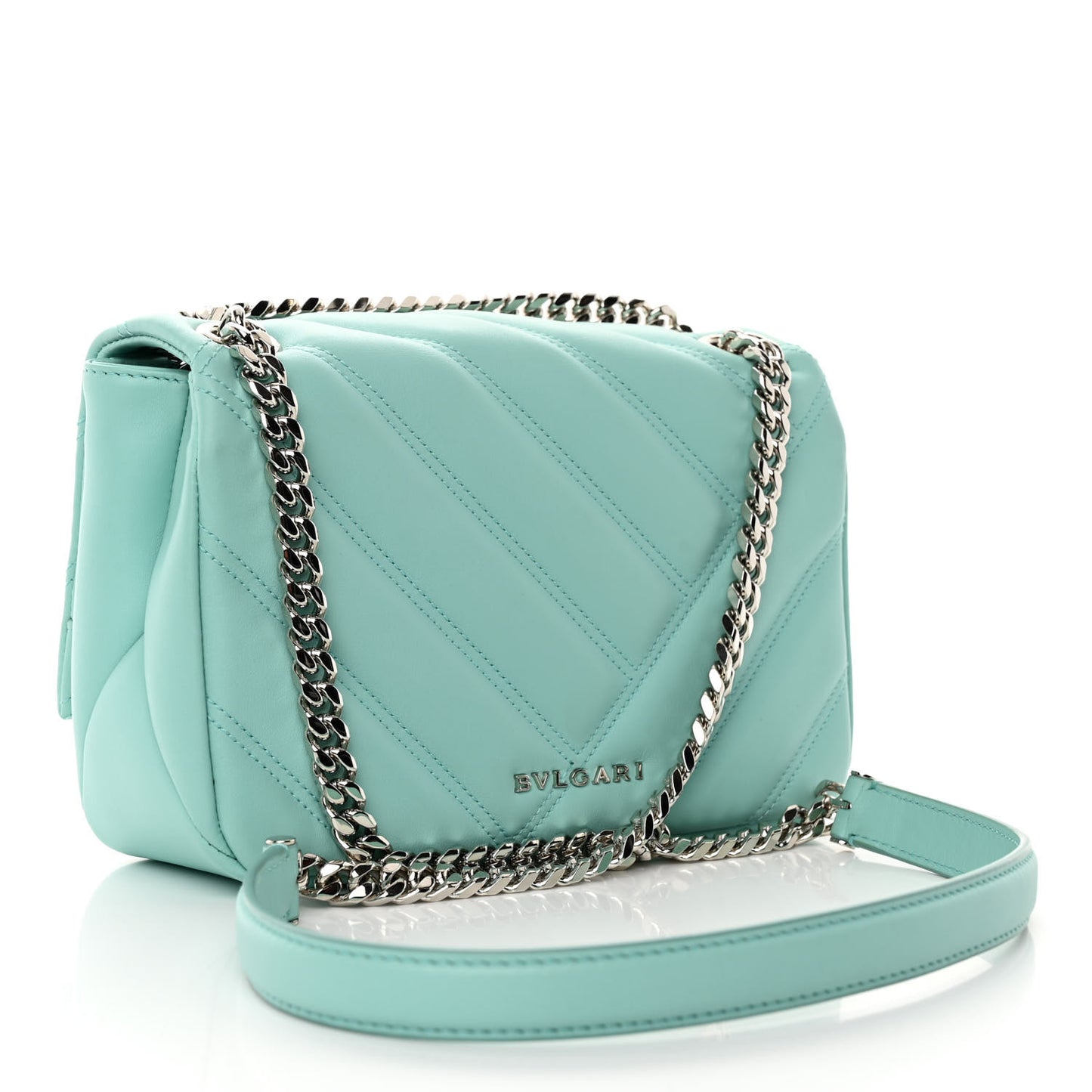 Calfskin Matelasse Small Serpenti Cabochon Shoulder Bag Turquoise