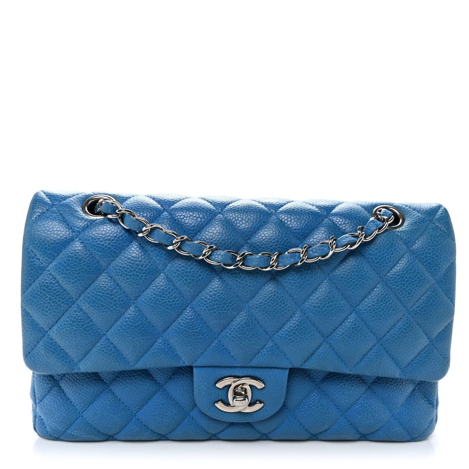 Chanel Iridescent Caviar Quilted Medium Double Flap Blue 1891146