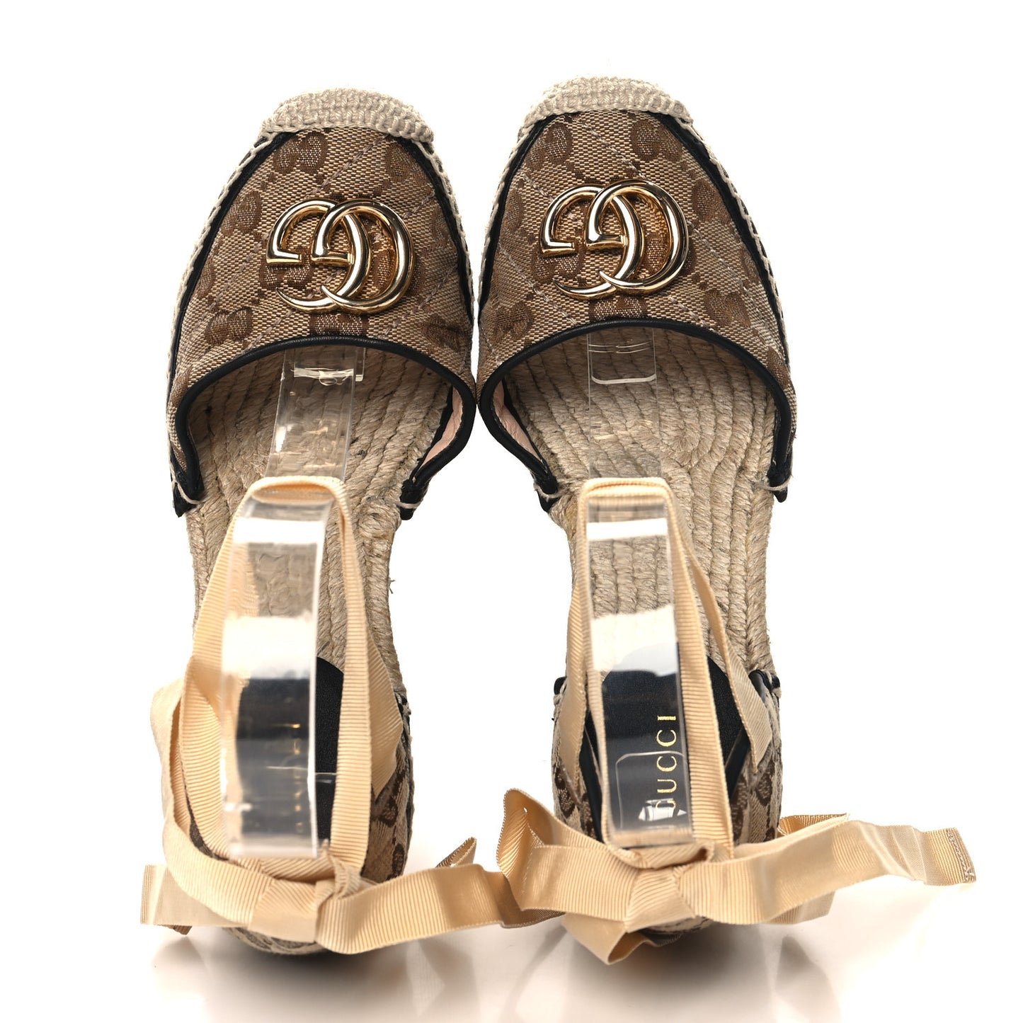 Monogram Matelasse GG Marmont Ankle Wrap Platform 35/120mm Espadrille Wedges 35.5  35.5 Beige Ebony Black Sand Storm