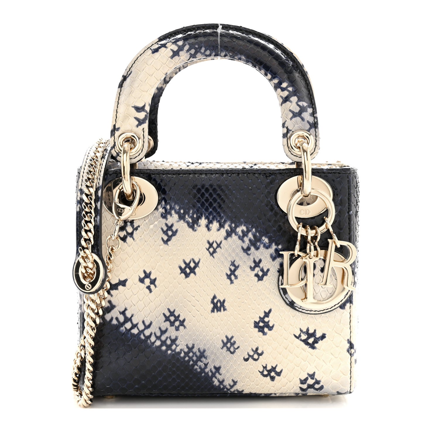 Snakeskin Mini Lady Dior Beige Blue