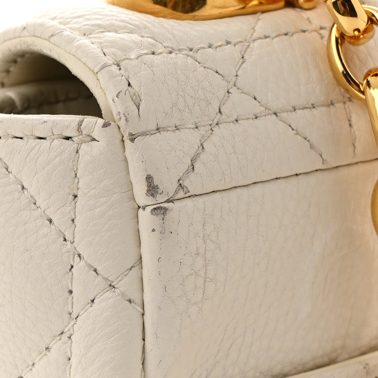 Calfskin Cannage Small Caro Bag Ivory