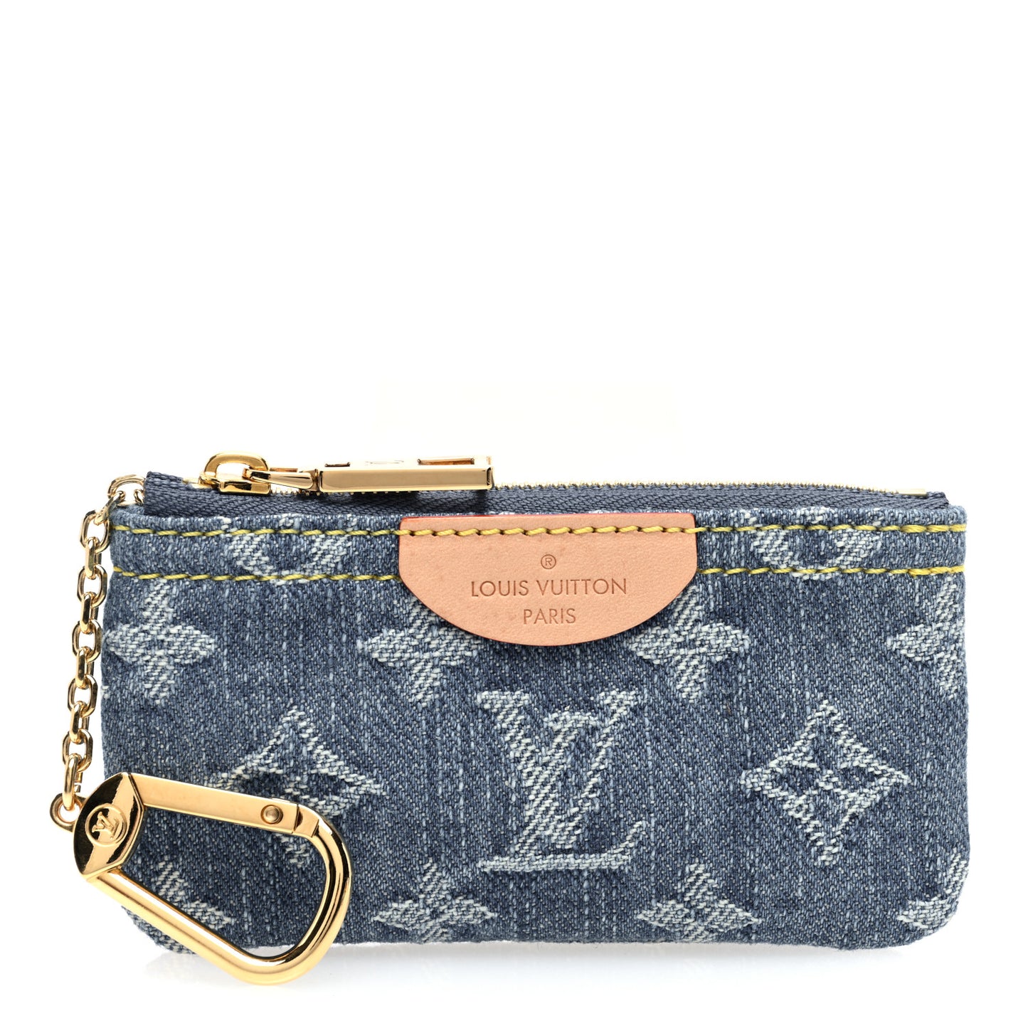 Monogram Denim Key Pouch Denim Blue