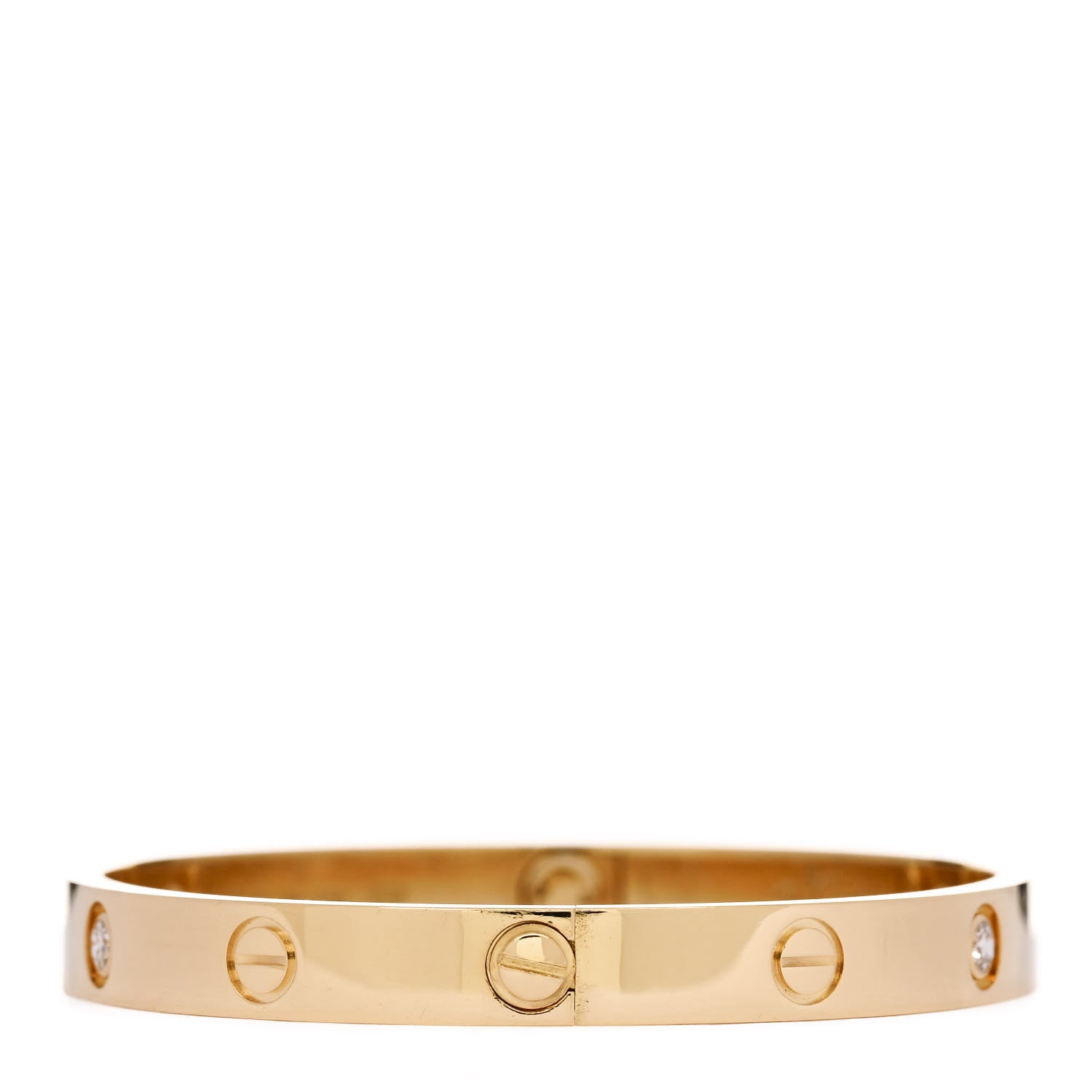 Cartier 18K Yellow Gold 4 Diamond LOVE Bracelet 17 3 of 6
