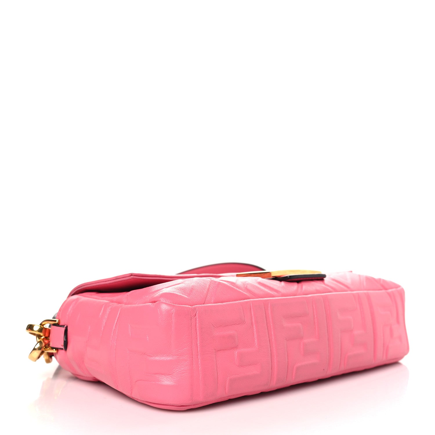 Fendi Nappa FF 1974 Embossed Baguette Rosa Fluo 4 of 8