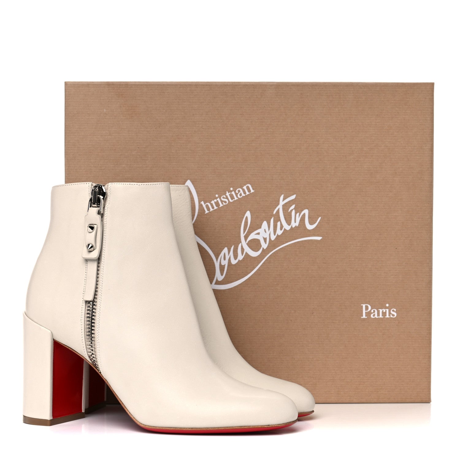 Christian Louboutin Calfskin Ziptotal 85 Ankle Boots 36.5 White 13 of 13